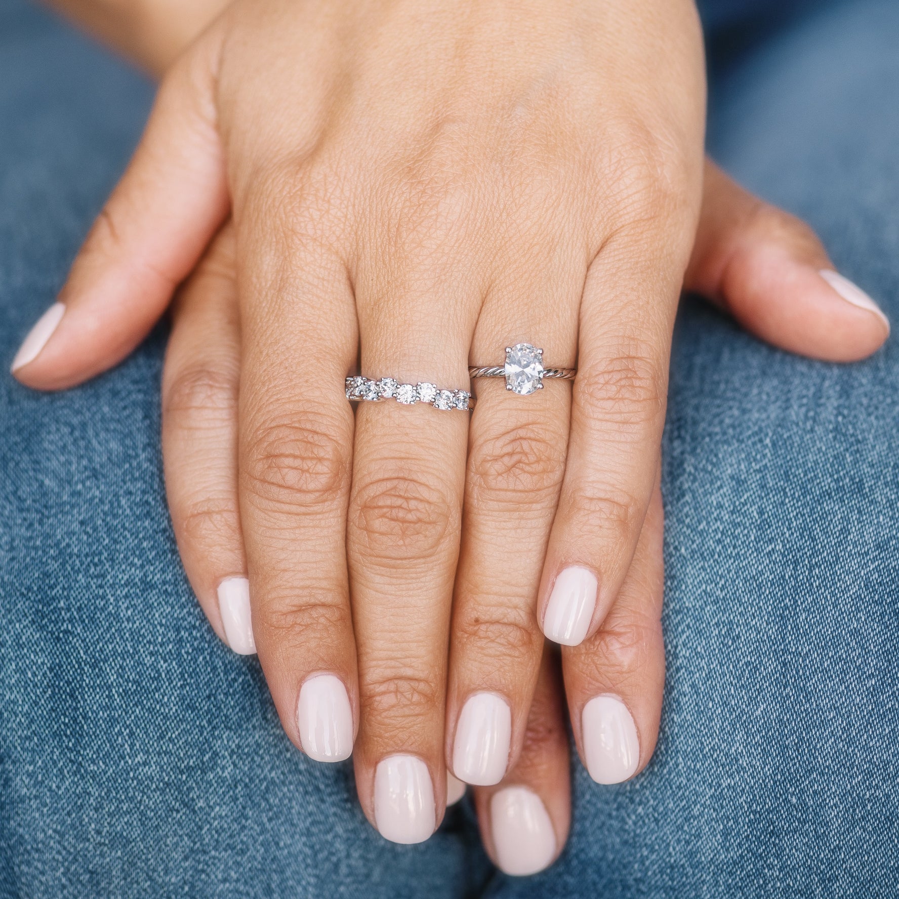 Serenity Solitaire Oval Diamond Twisted Band Engagement Ring Setting-Engagement Ring-Ashley Schenkein Jewelry Design