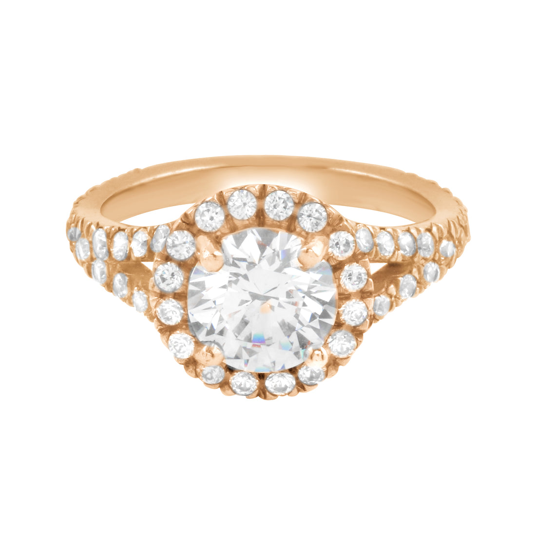Round Diamond Halo Split Shank Engagement Ring Setting-Engagement Ring-Ashley Schenkein Jewelry Design