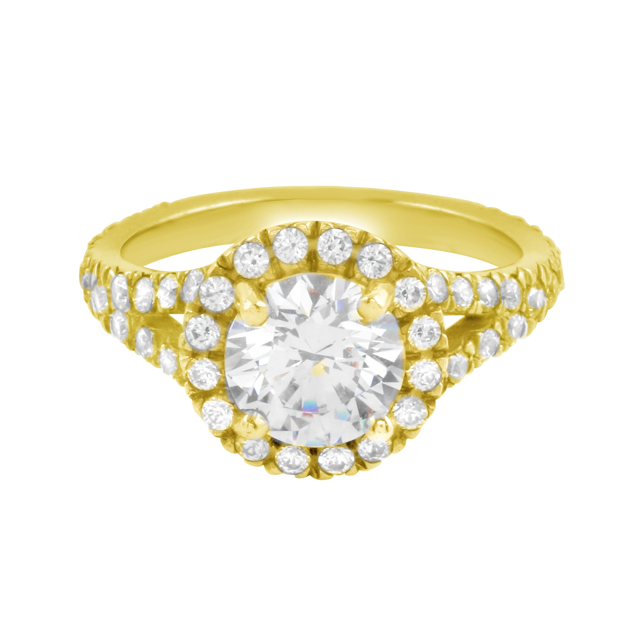 Round Diamond Halo Split Shank Engagement Ring Setting-Engagement Ring-Ashley Schenkein Jewelry Design