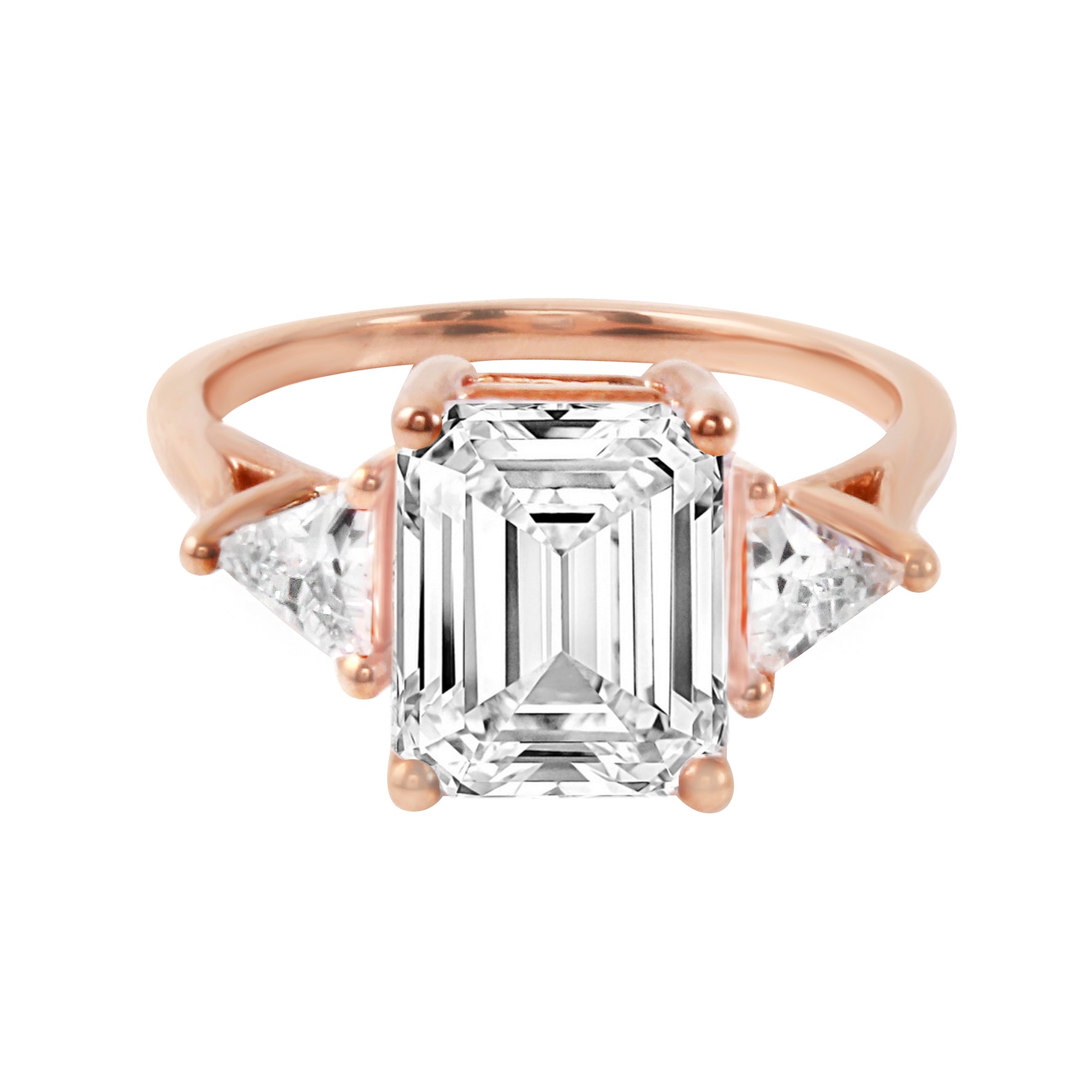 Three Stone Emerald and Trillion Cut Diamond Engagement Ring Setting-Engagement Ring-Ashley Schenkein Jewelry Design