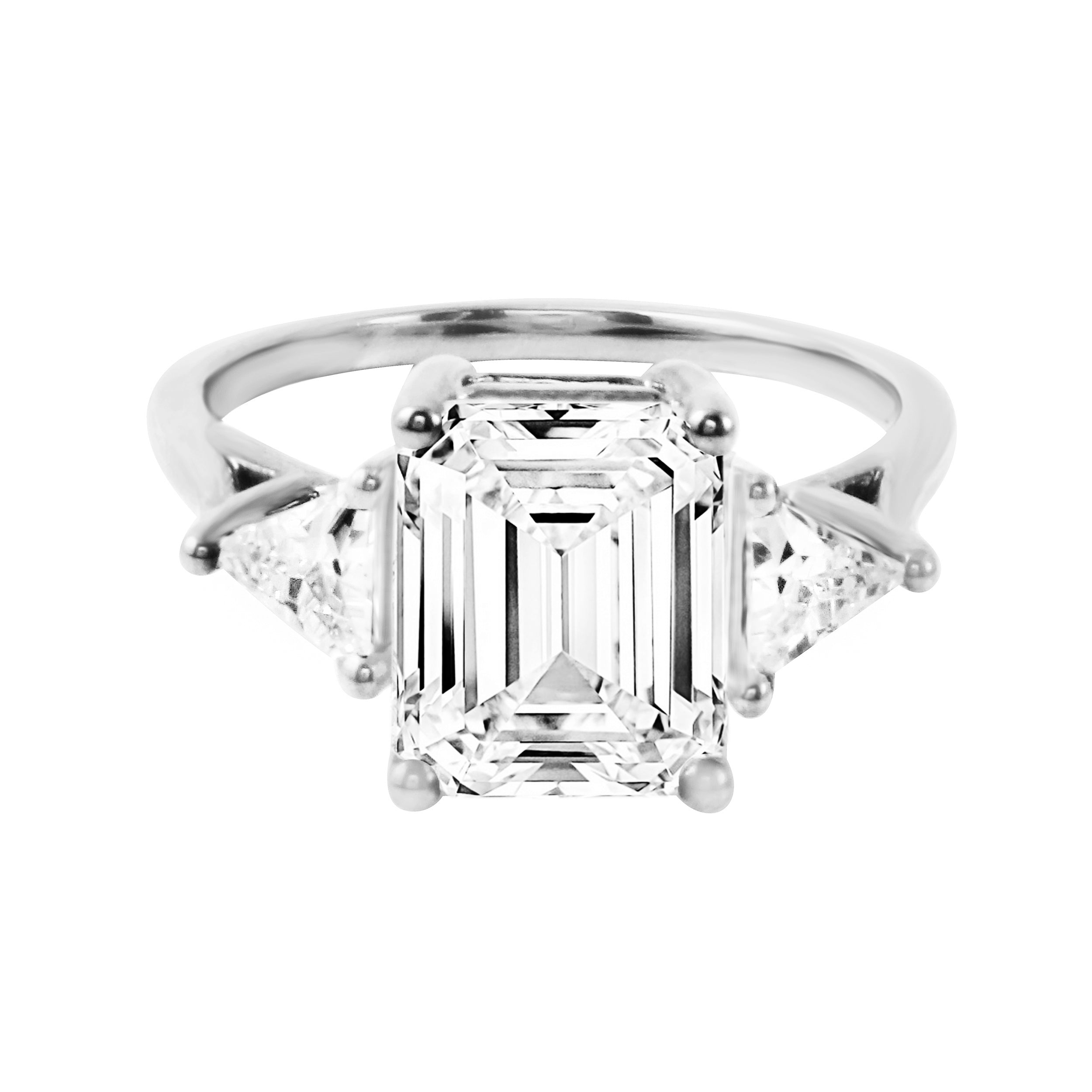 Three Stone Emerald and Trillion Cut Diamond Engagement Ring Setting-Engagement Ring-Ashley Schenkein Jewelry Design