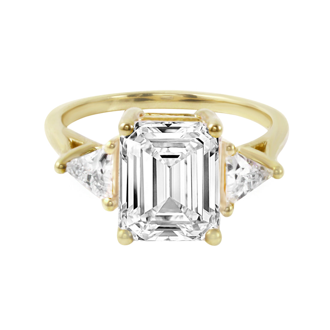 Three Stone Emerald and Trillion Cut Diamond Engagement Ring Setting-Engagement Ring-Ashley Schenkein Jewelry Design
