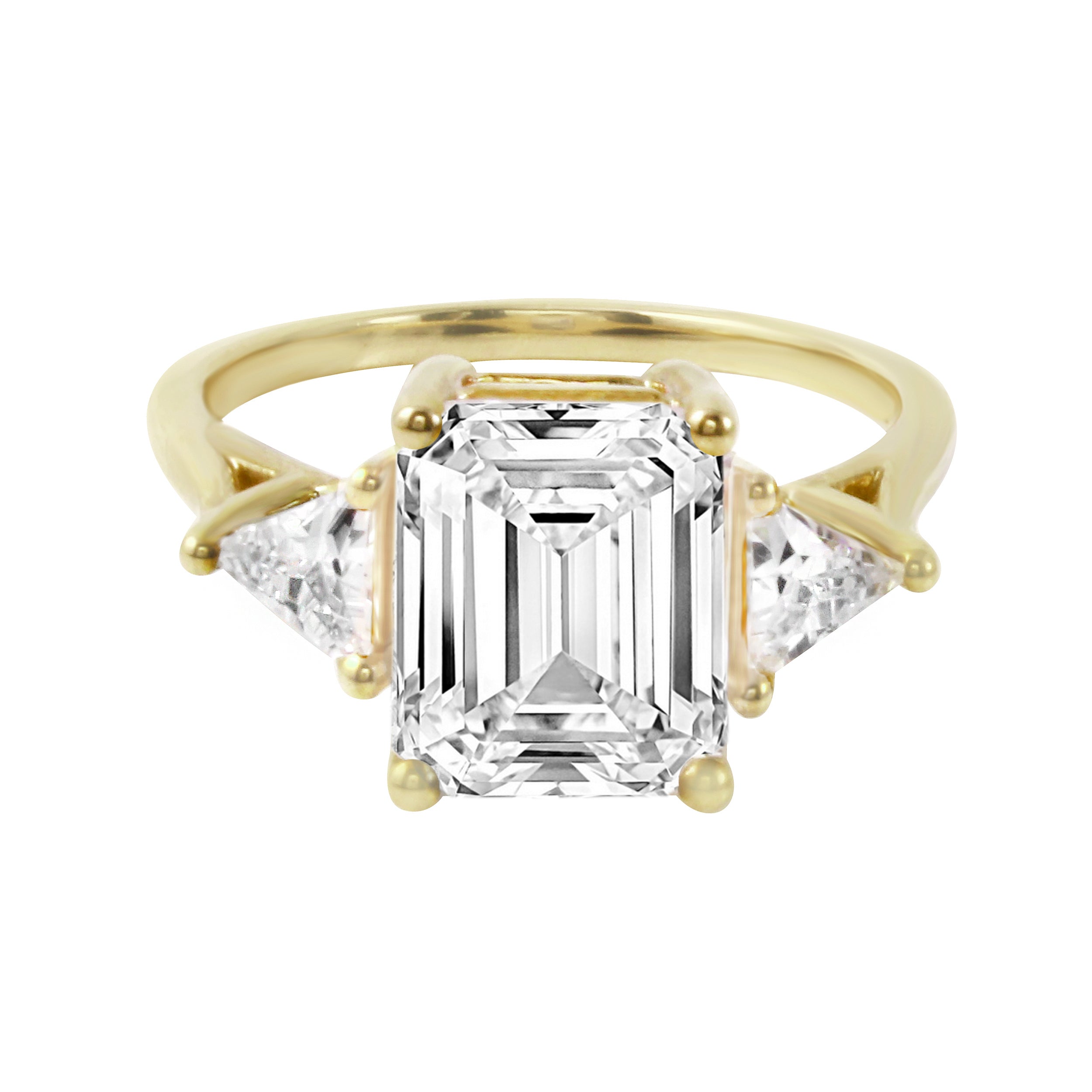 Three Stone Emerald and Trillion Cut Diamond Engagement Ring Setting-Engagement Ring-Ashley Schenkein Jewelry Design