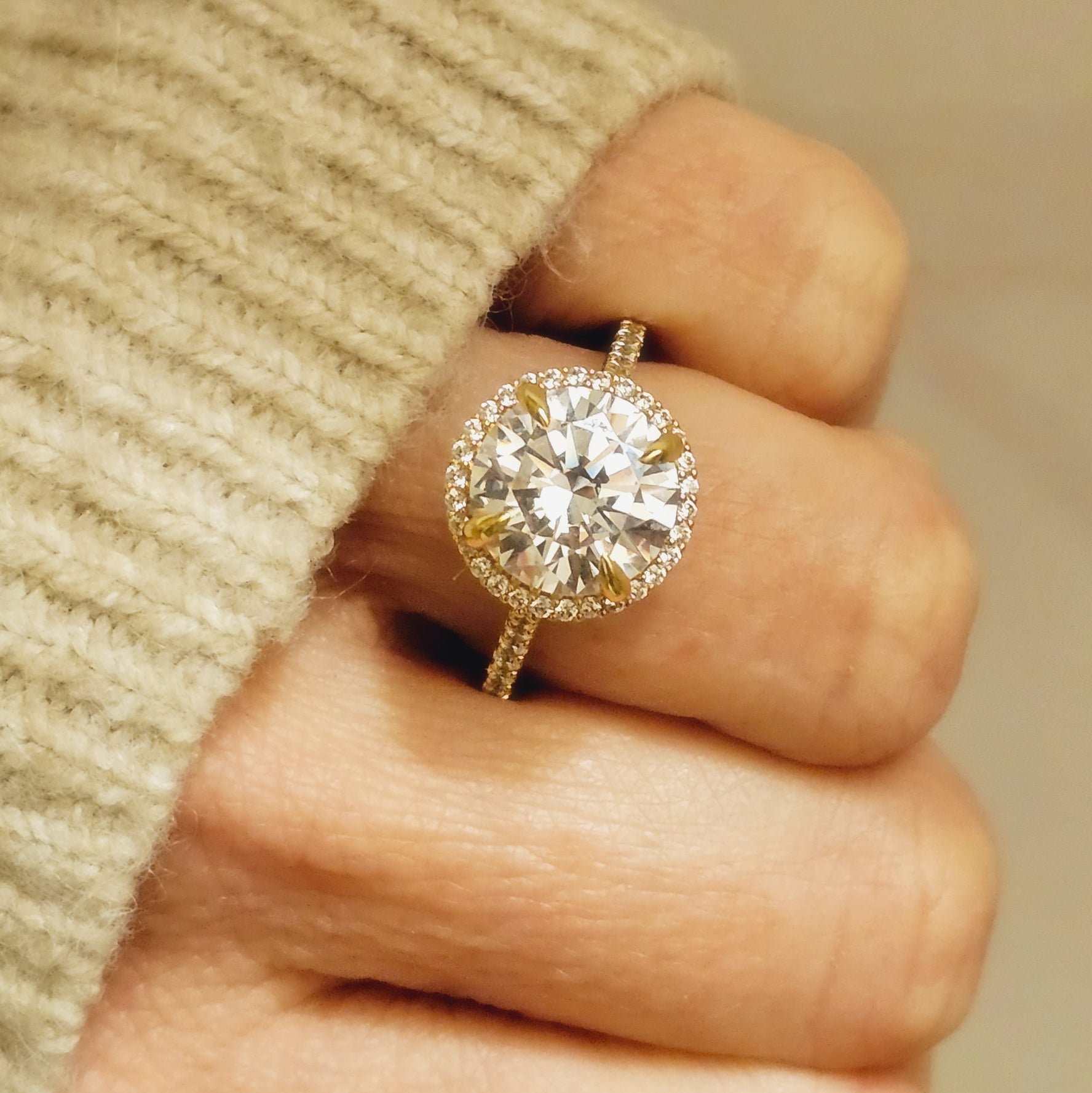 Round Brilliant Diamond Halo Engagement Ring Setting-Engagement Ring-Ashley Schenkein Jewelry Design