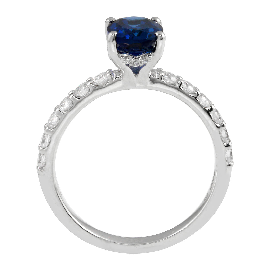 Oval Solitaire Sapphire and Diamond Pavé Band Engagement Ring Setting-Engagement Ring-Ashley Schenkein Jewelry Design
