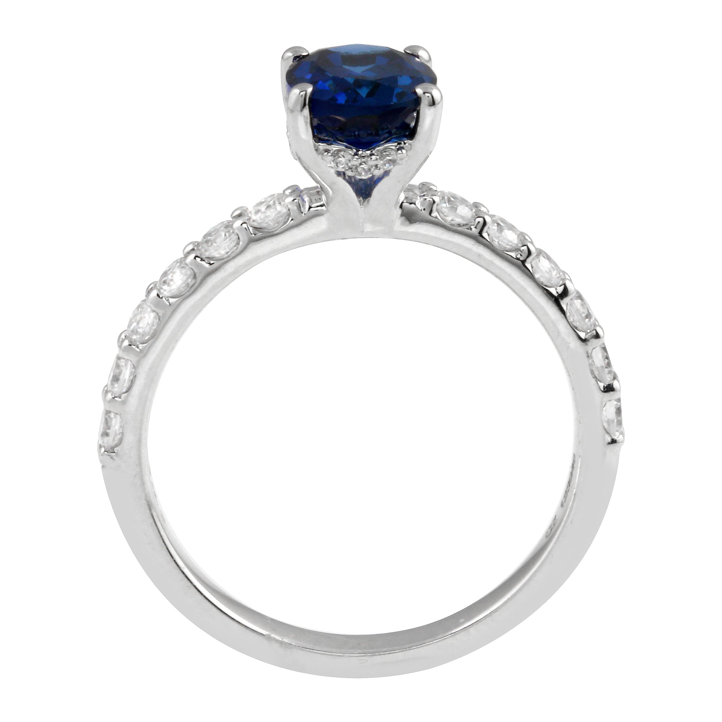 Oval Solitaire Sapphire and Diamond Pavé Band Engagement Ring Setting-Engagement Ring-Ashley Schenkein Jewelry Design