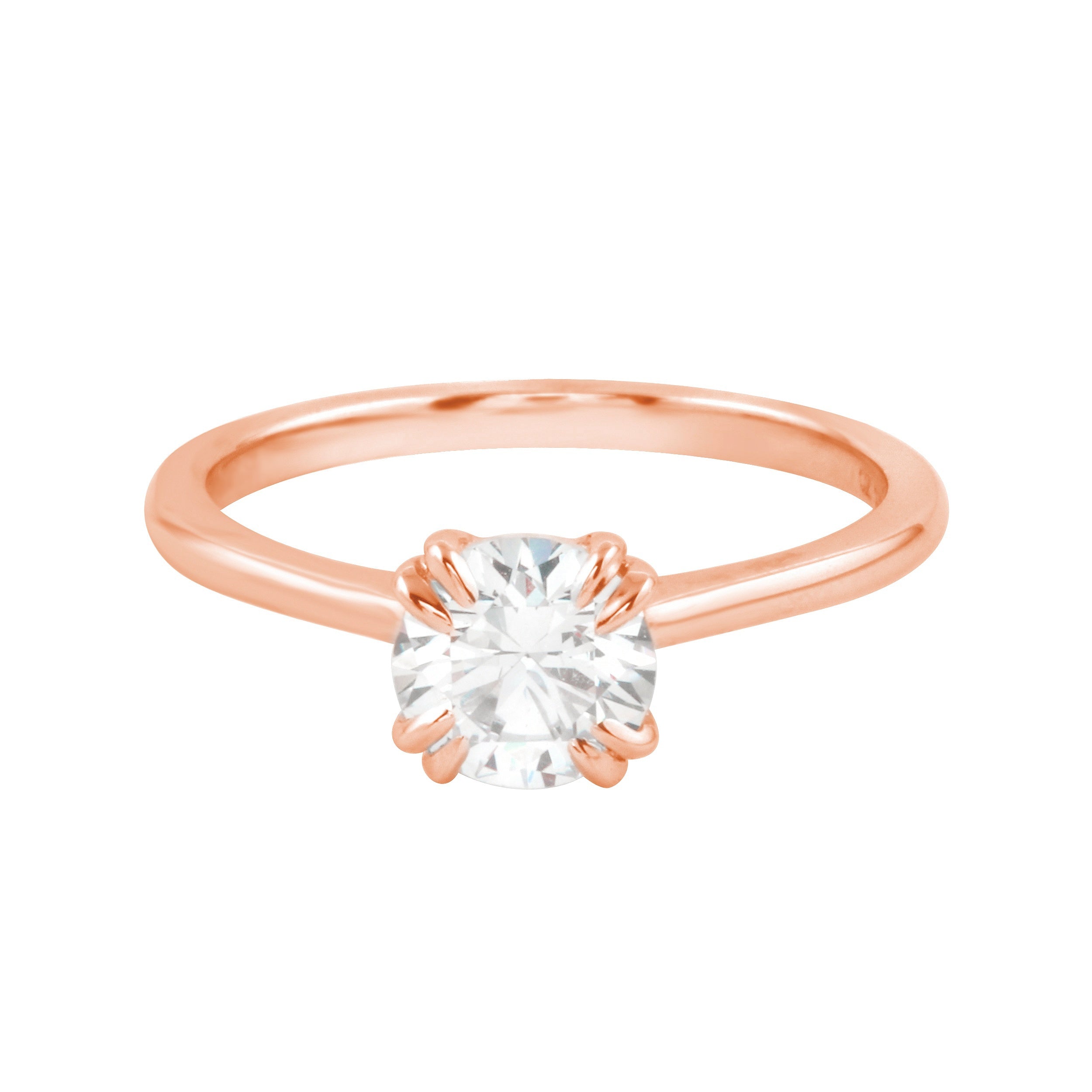 Round Diamond Solitaire Double Claw Prong Engagement Ring Setting-Engagement Ring-Ashley Schenkein Jewelry Design