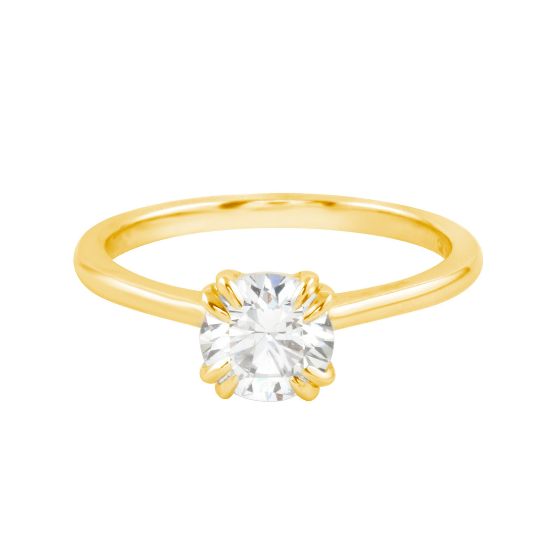 Round Diamond Solitaire Double Claw Prong Engagement Ring Setting-Engagement Ring-Ashley Schenkein Jewelry Design