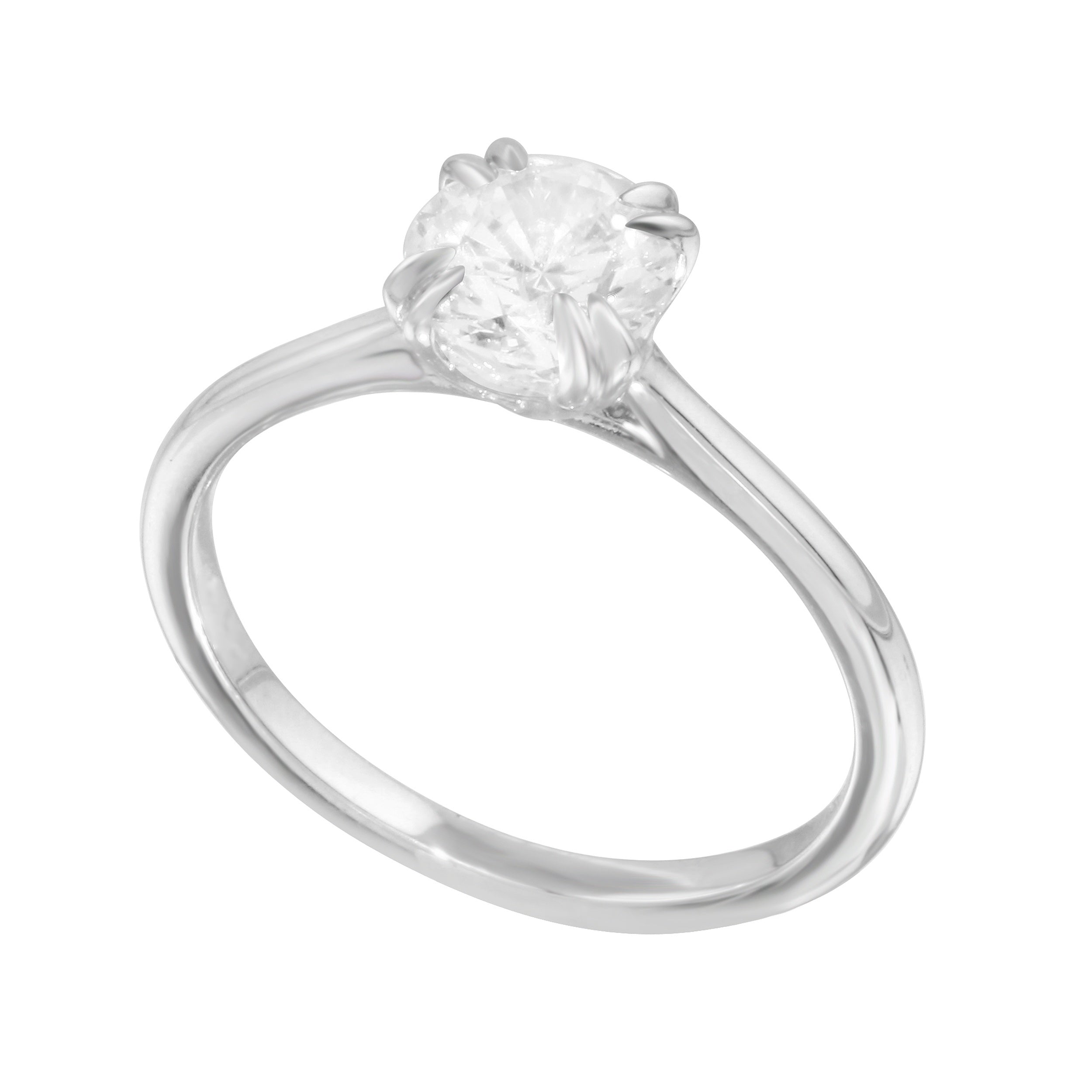 Round Diamond Solitaire Double Claw Prong Engagement Ring Setting-Engagement Ring-Ashley Schenkein Jewelry Design