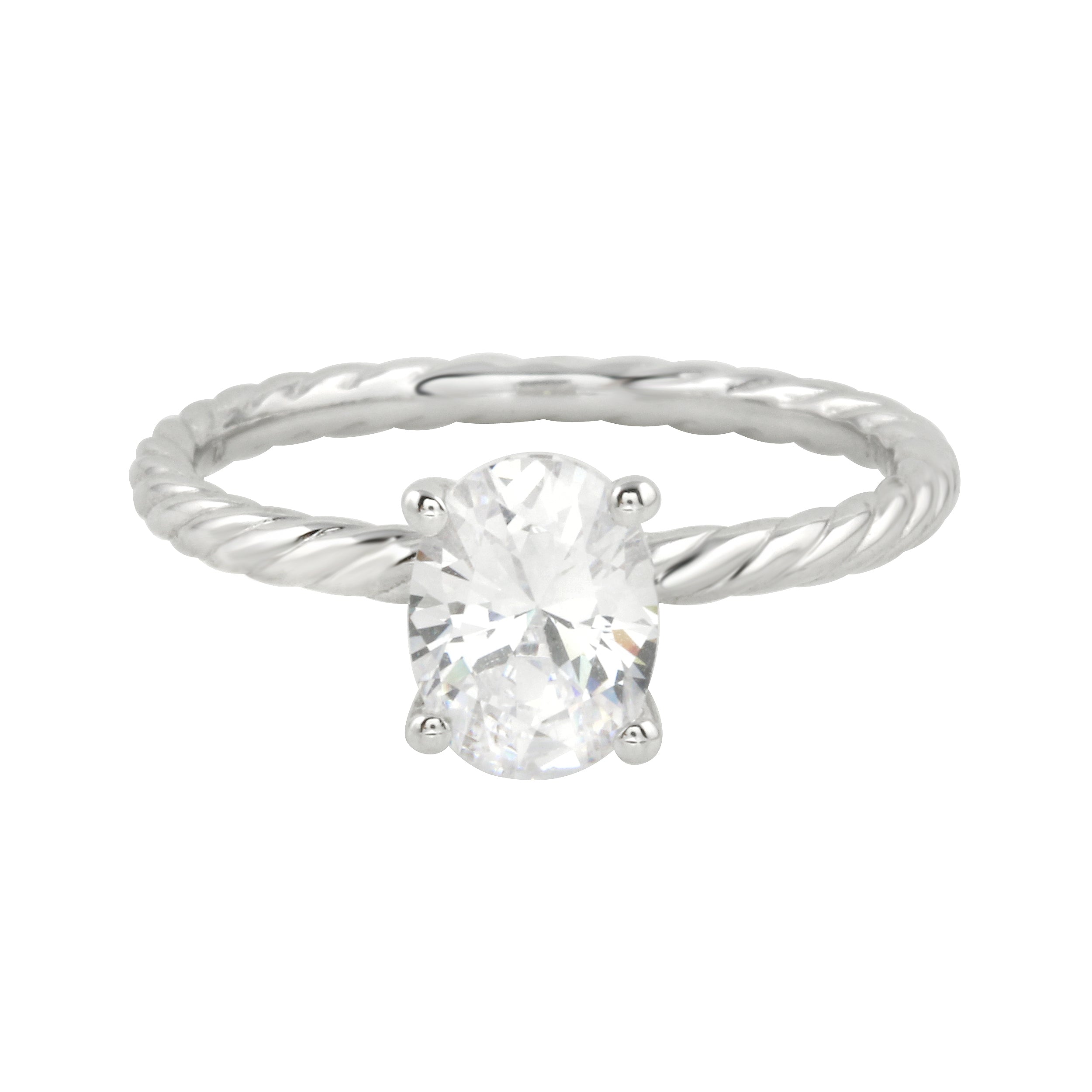 Serenity Solitaire Oval Diamond Twisted Band Engagement Ring Setting-Engagement Ring-Ashley Schenkein Jewelry Design