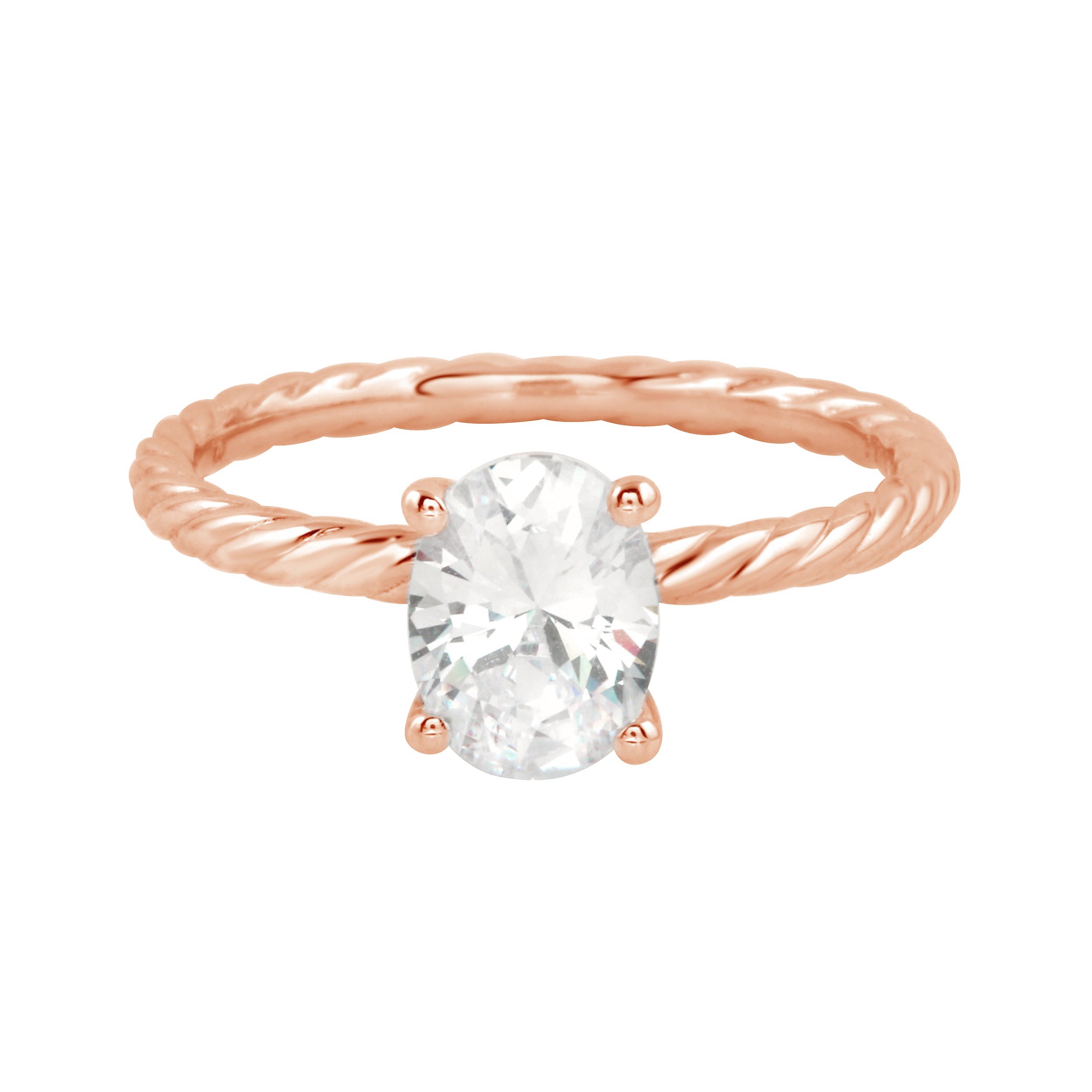 Serenity Solitaire Oval Diamond Twisted Band Engagement Ring Setting-Engagement Ring-Ashley Schenkein Jewelry Design