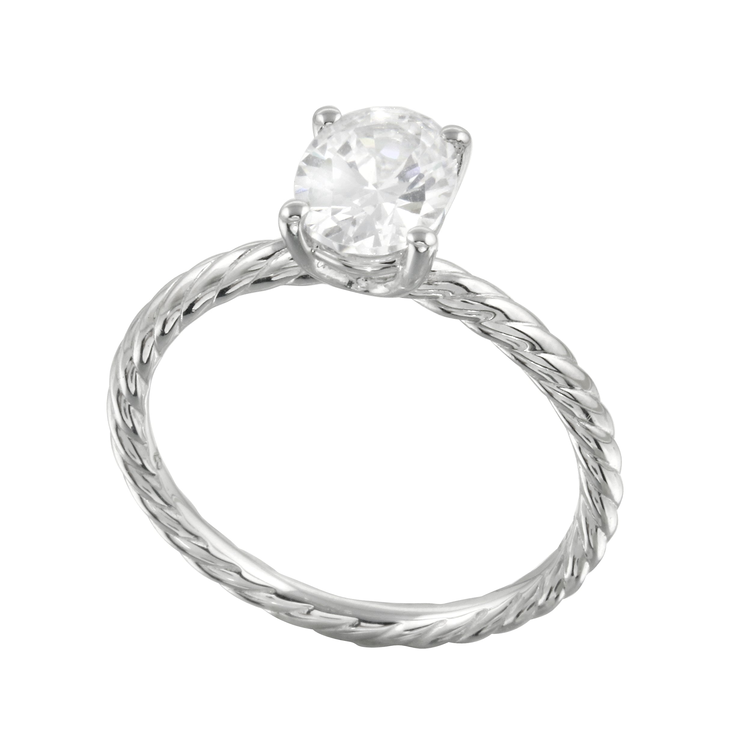 Serenity Solitaire Oval Diamond Twisted Band Engagement Ring Setting-Engagement Ring-Ashley Schenkein Jewelry Design