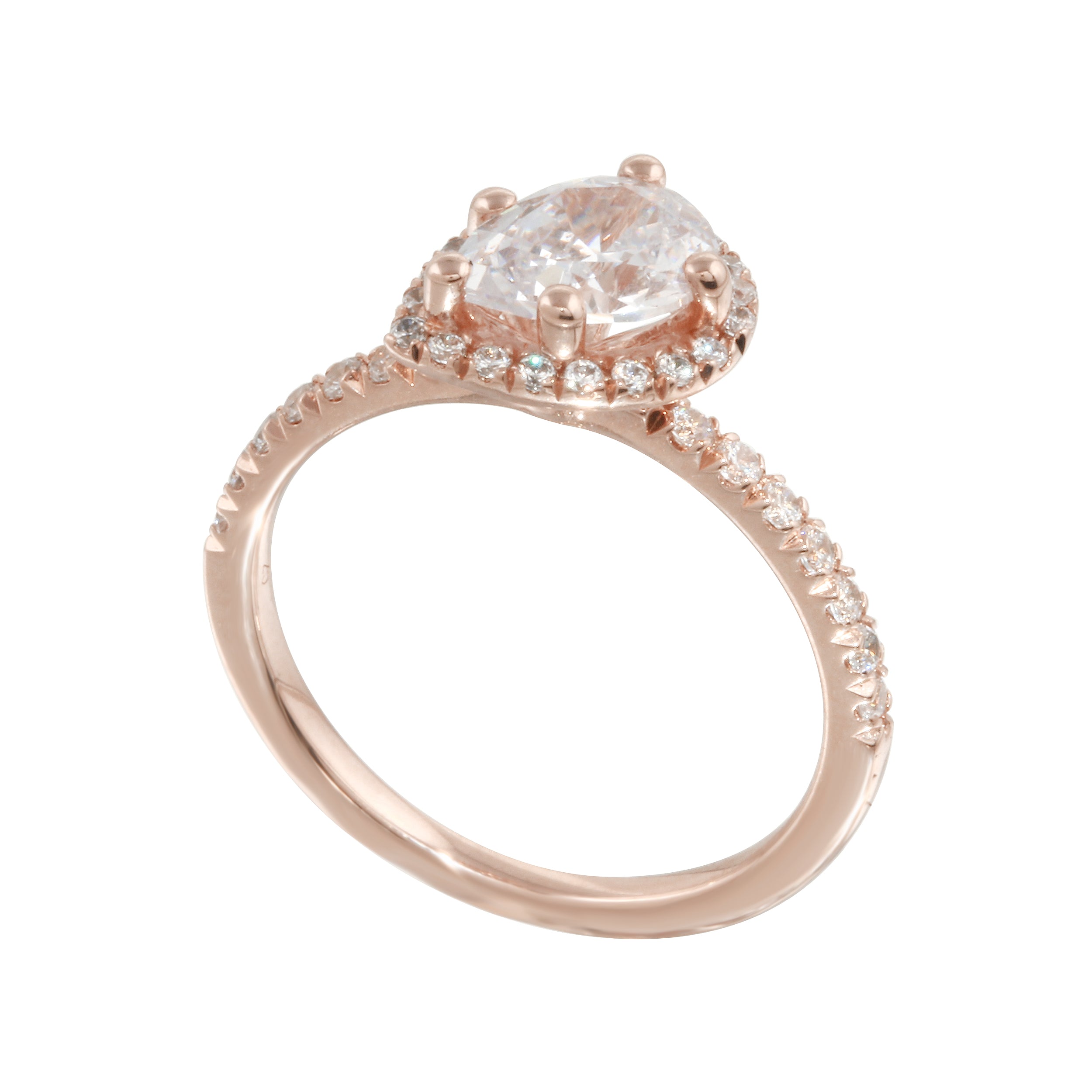 Asymmetrical Pear Cut Diamond Halo Engagement Ring Setting-Engagement Ring-Ashley Schenkein Jewelry Design
