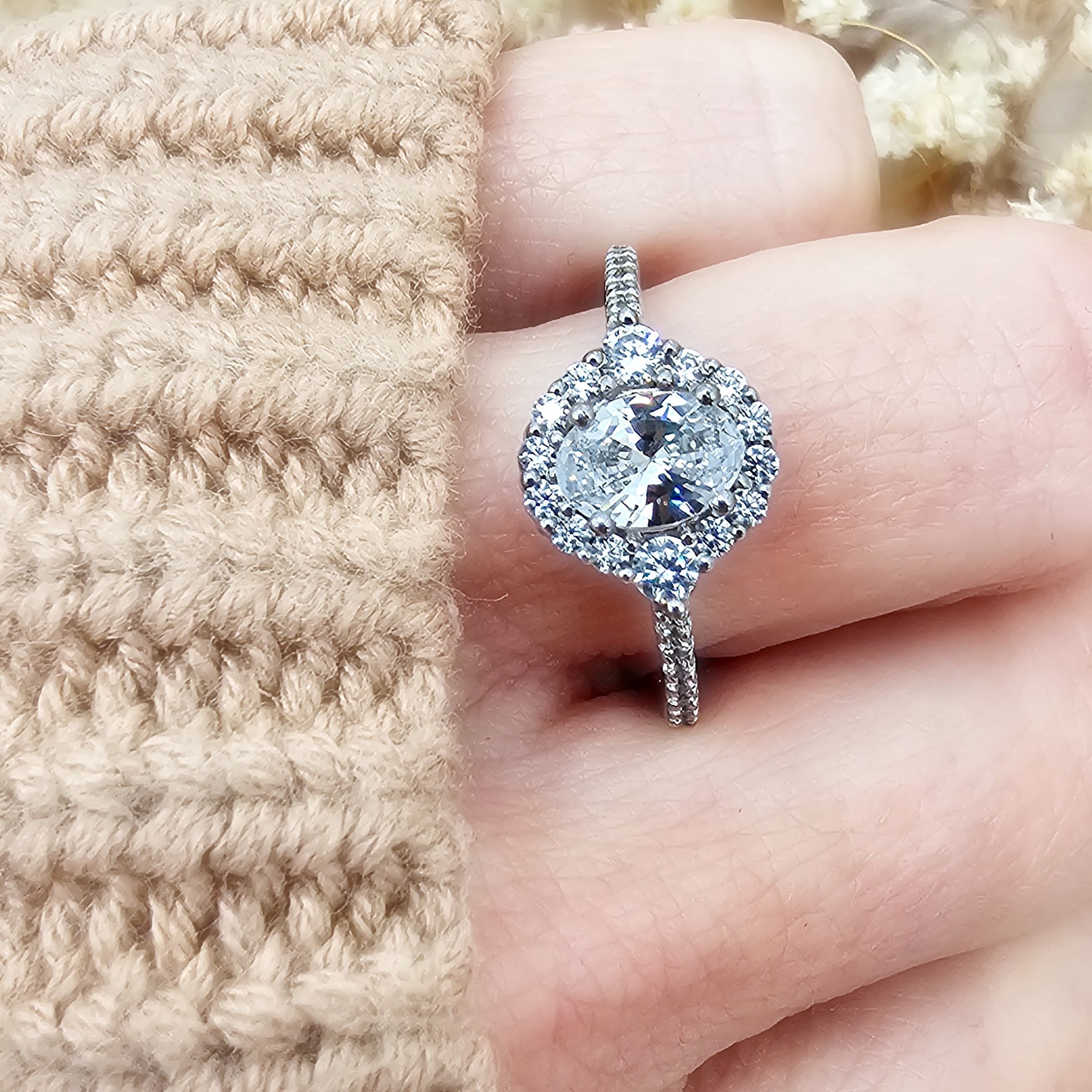 Oval Diamond Halo Engagement Ring Setting-Engagement Ring-Ashley Schenkein Jewelry Design