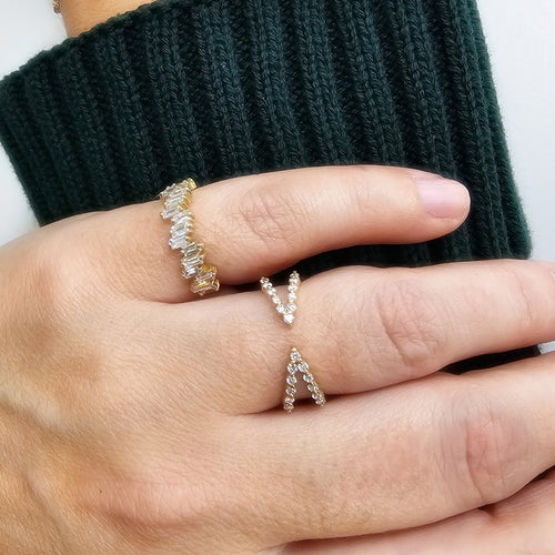 Diamond V Cuff Shaped Ring