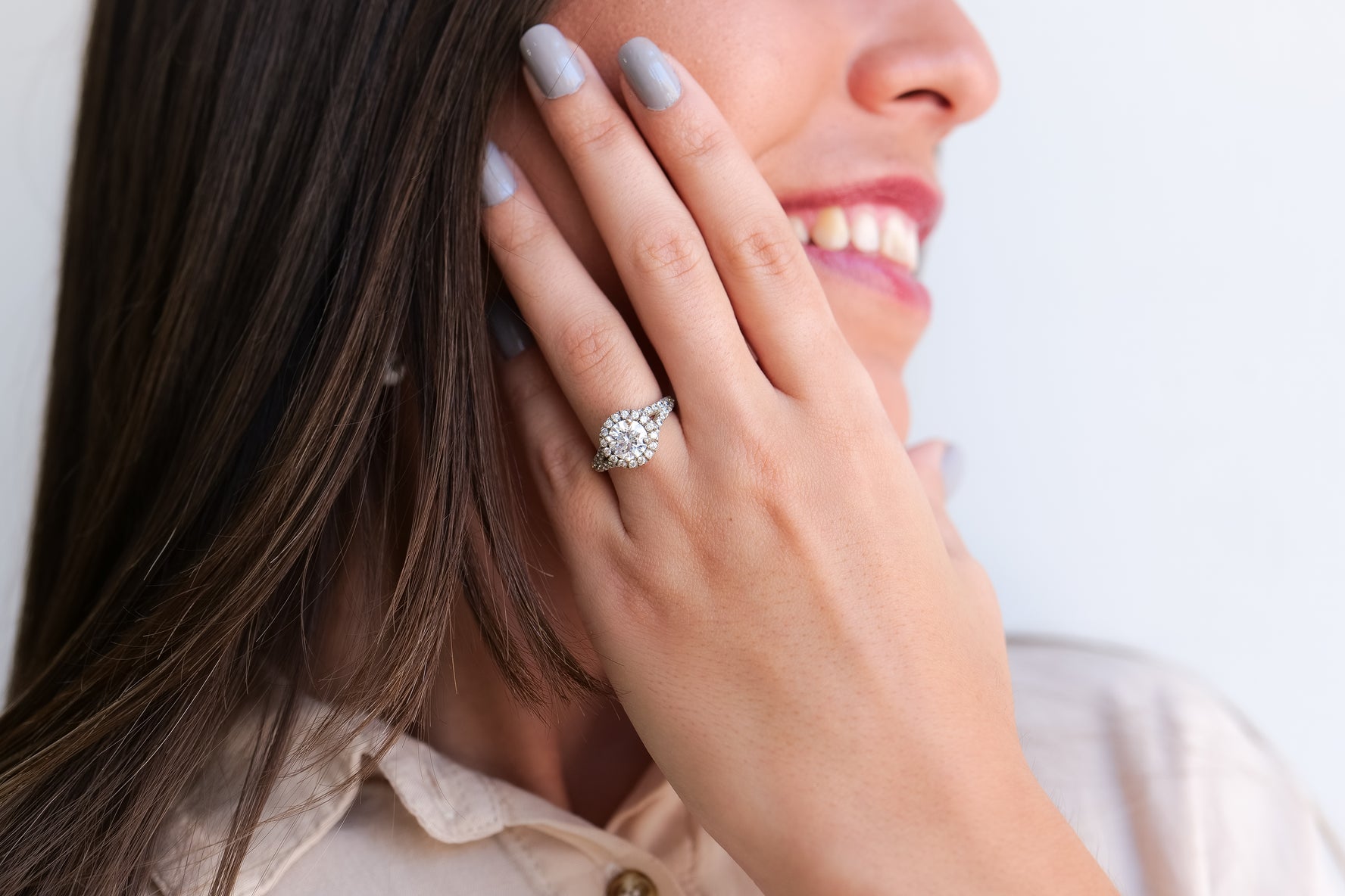 Round Diamond Halo Split Shank Engagement Ring Setting-Engagement Ring-Ashley Schenkein Jewelry Design