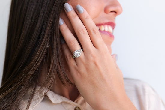 Round Diamond Halo Split Shank Engagement Ring Setting-Engagement Ring-Ashley Schenkein Jewelry Design