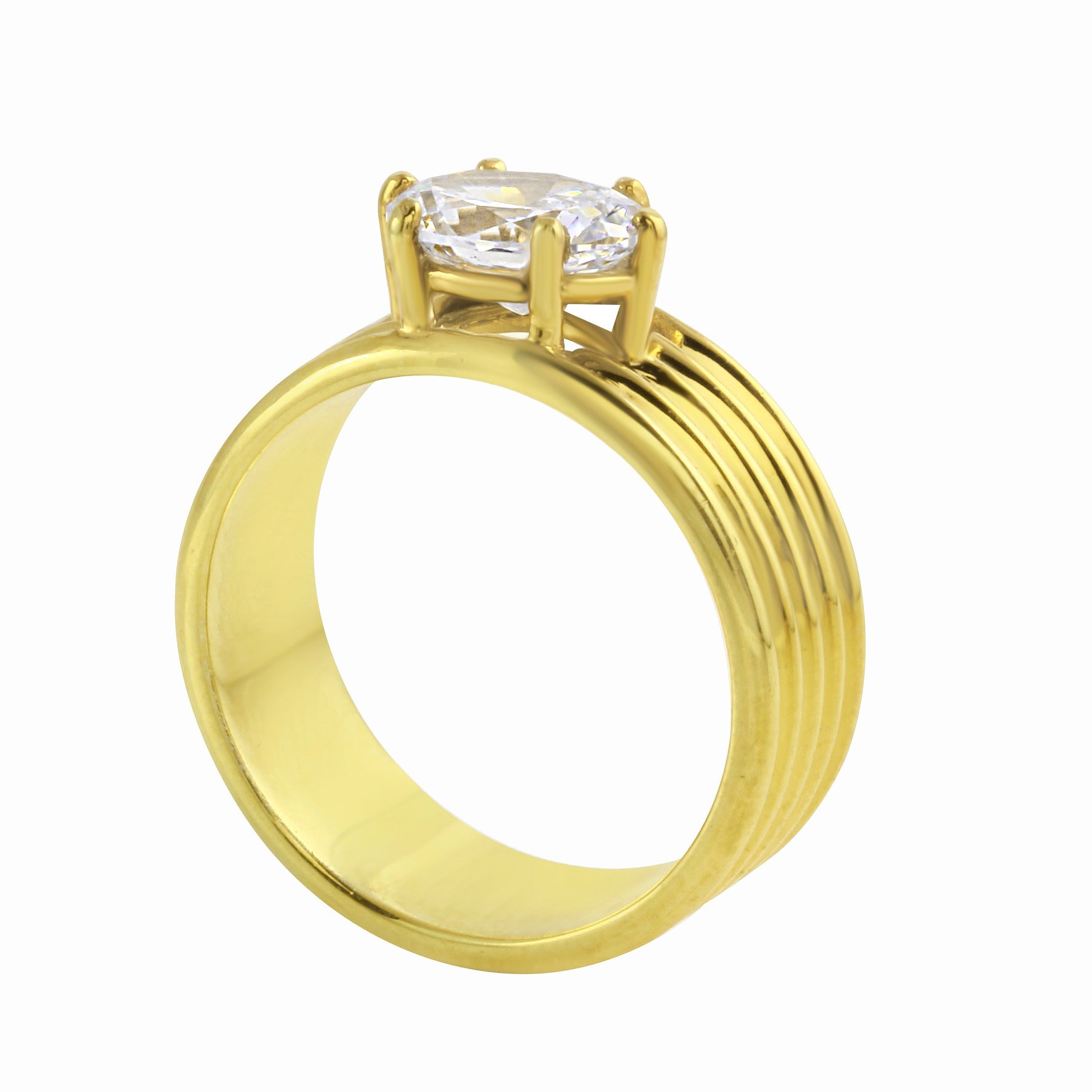 Oval Diamond Wide Ribbed Band Engagement Ring Setting-Engagement Ring-Ashley Schenkein Jewelry Design