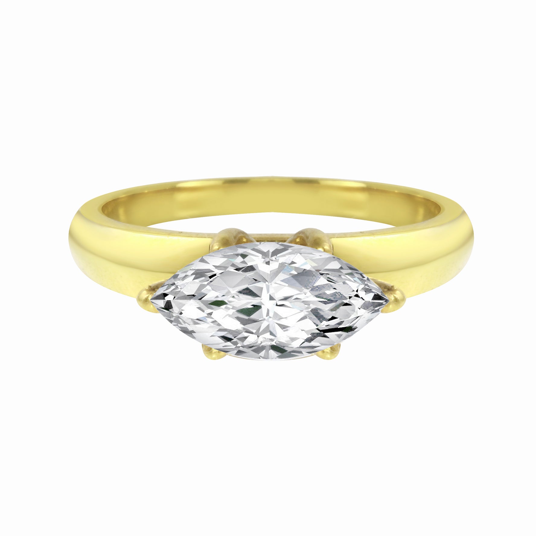 East-West Solitaire Marquise Diamond Wide Knife Edge Engagement Ring Setting-Engagement Ring-Ashley Schenkein Jewelry Design