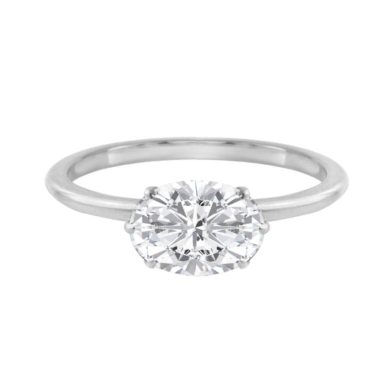 East-West Oval Diamond Six Prong Solitaire Engagement Ring Setting-Engagement Ring-Ashley Schenkein Jewelry Design