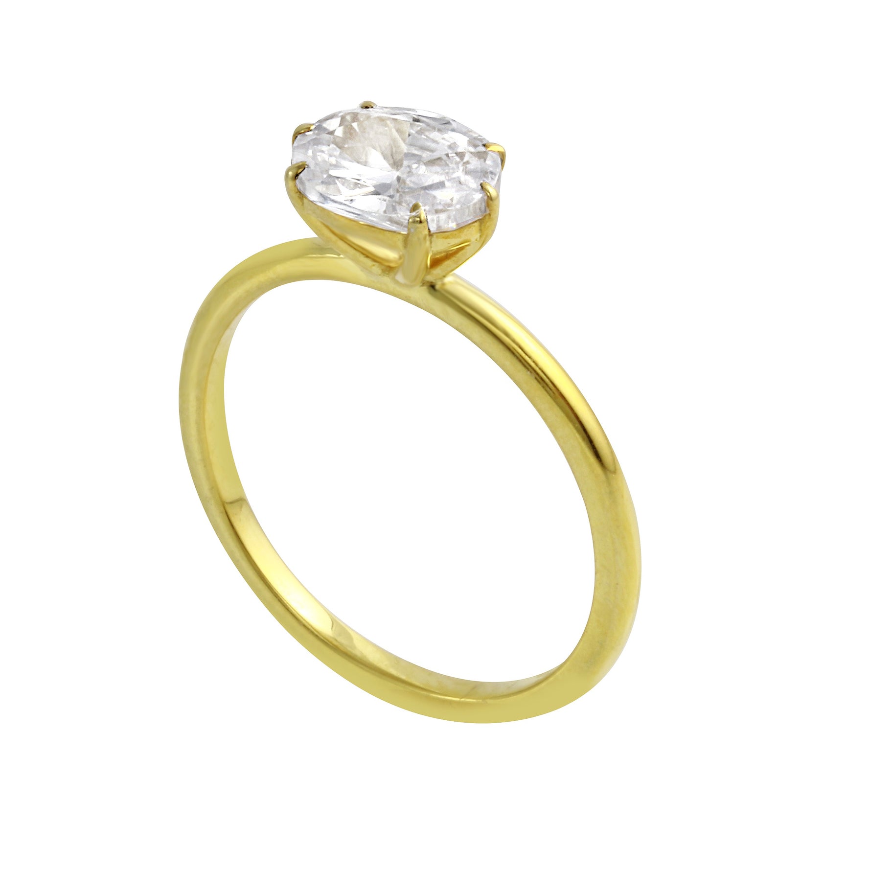 East-West Oval Diamond Six Prong Solitaire Engagement Ring Setting-Engagement Ring-Ashley Schenkein Jewelry Design