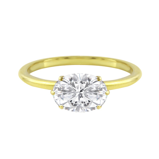 East-West Oval Diamond Six Prong Solitaire Engagement Ring Setting-Engagement Ring-Ashley Schenkein Jewelry Design