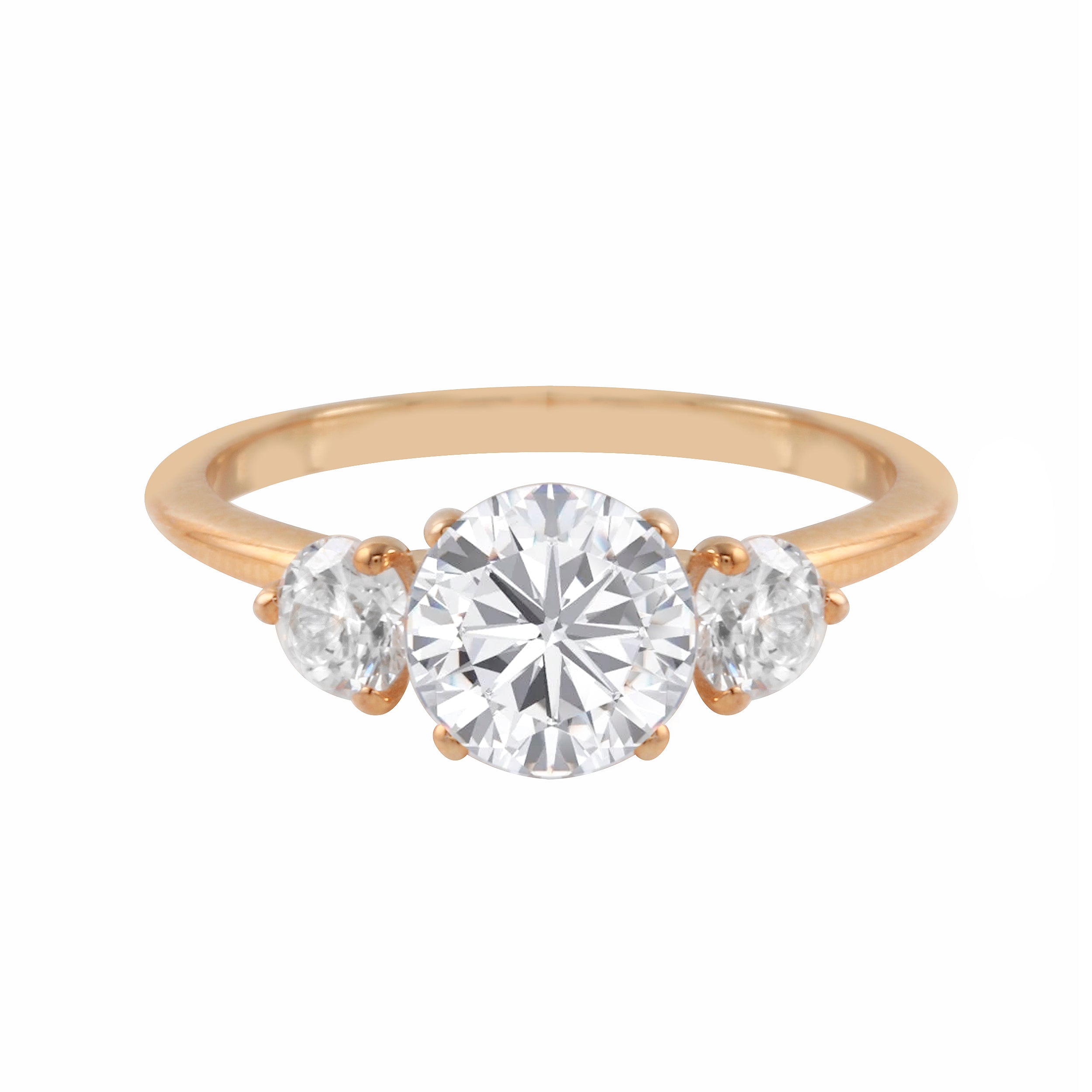 Three Stone Round Diamond Engagement Ring Setting-Engagement Ring-Ashley Schenkein Jewelry Design