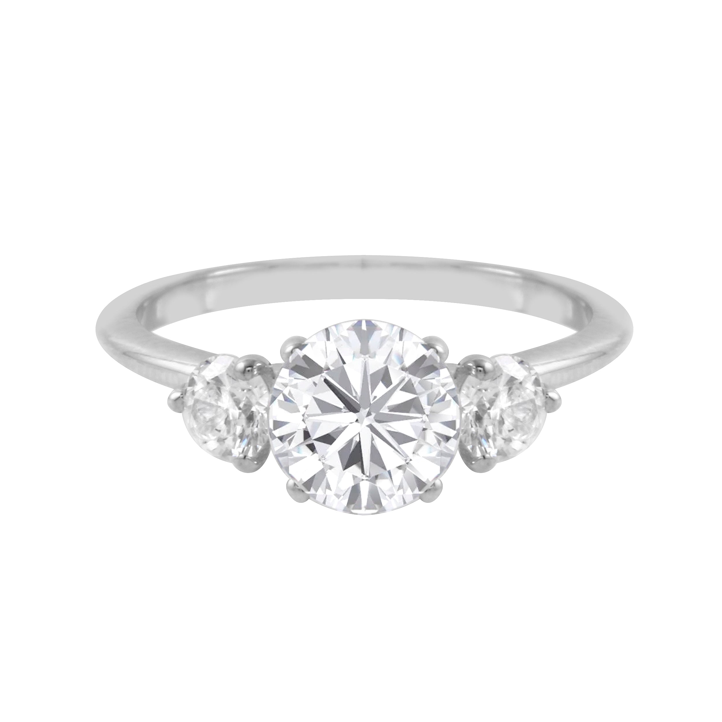 Three Stone Round Diamond Engagement Ring Setting-Engagement Ring-Ashley Schenkein Jewelry Design