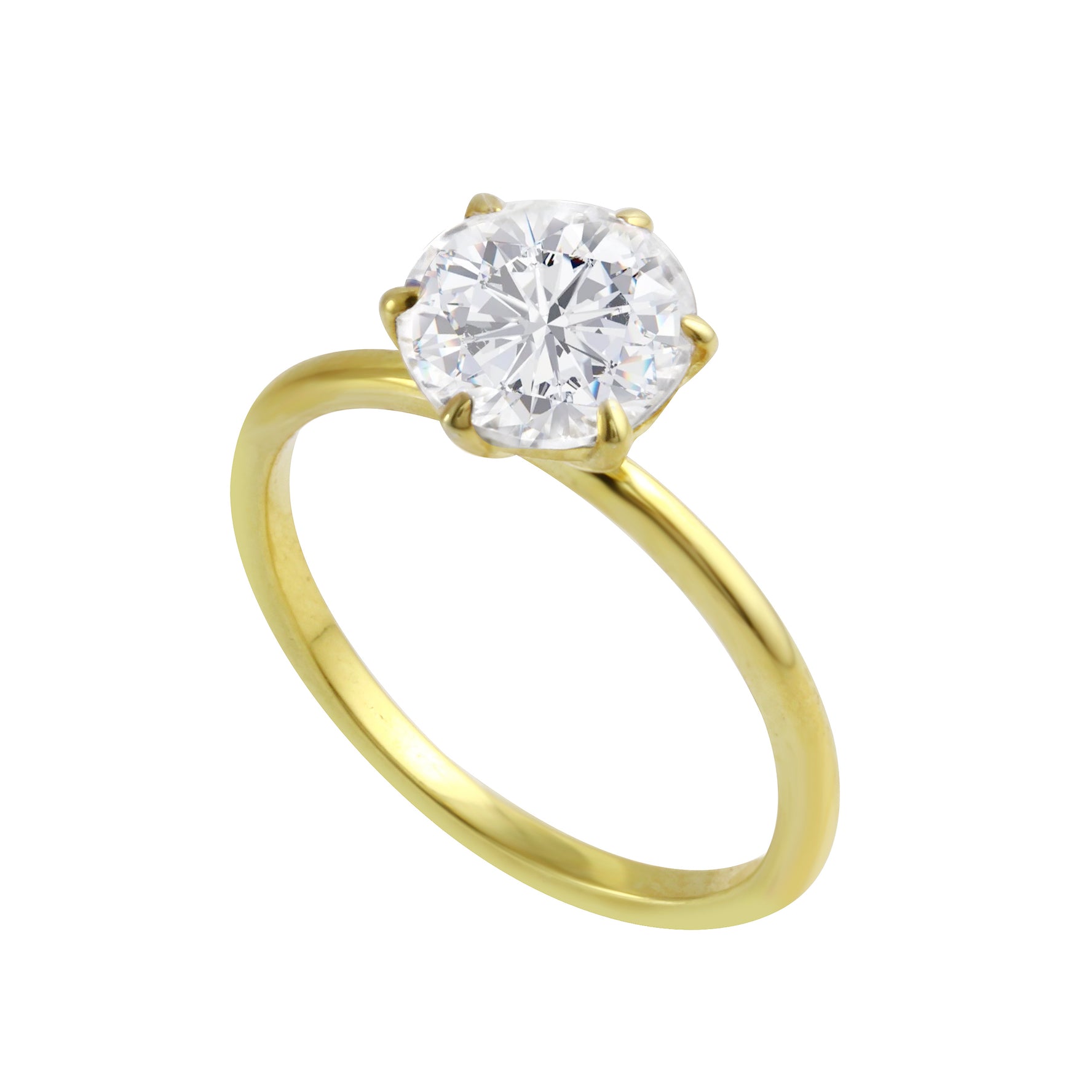Round Diamond Six Prong Solitaire Engagement Ring Setting-Engagement Ring-Ashley Schenkein Jewelry Design