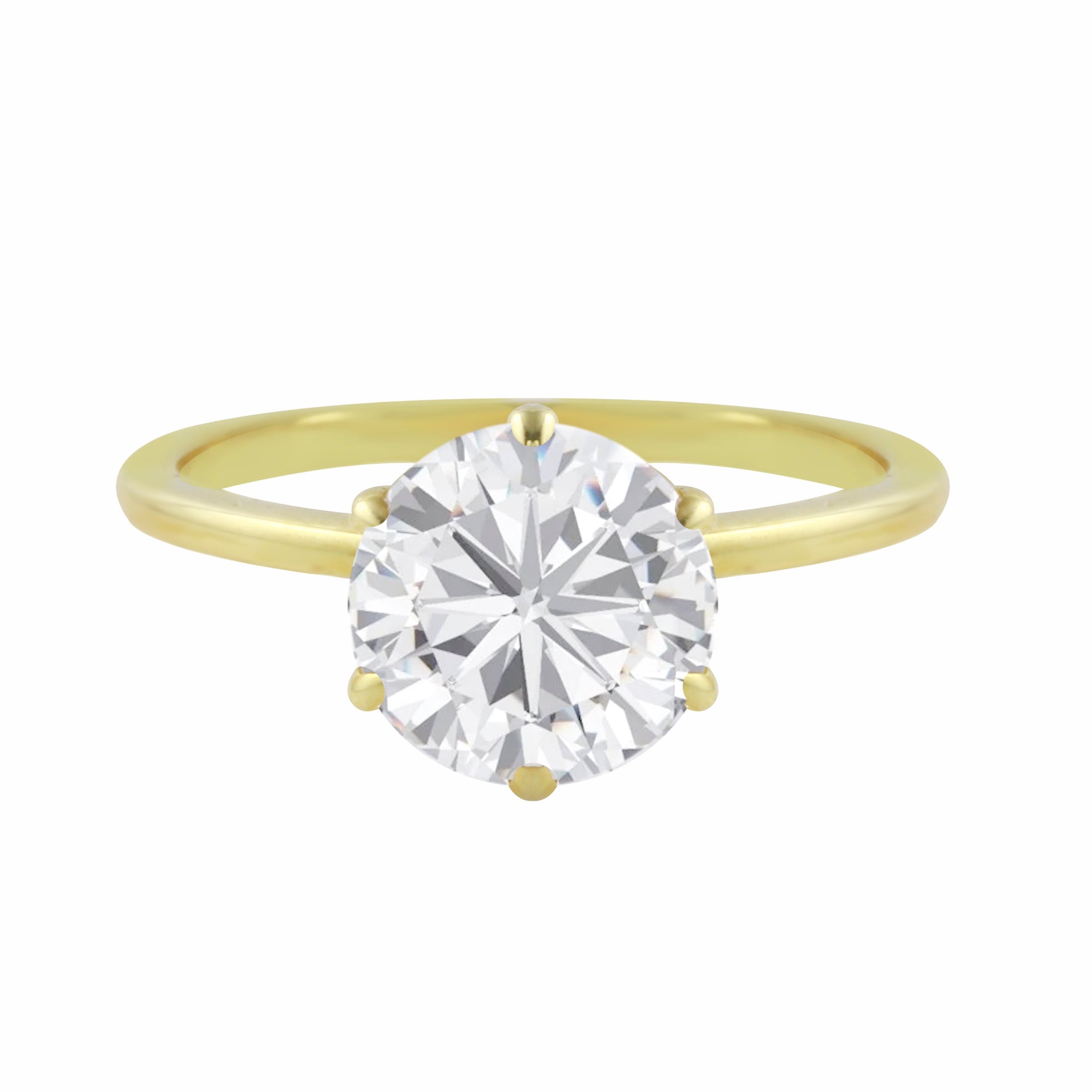 Round Diamond Six Prong Solitaire Engagement Ring Setting-Engagement Ring-Ashley Schenkein Jewelry Design