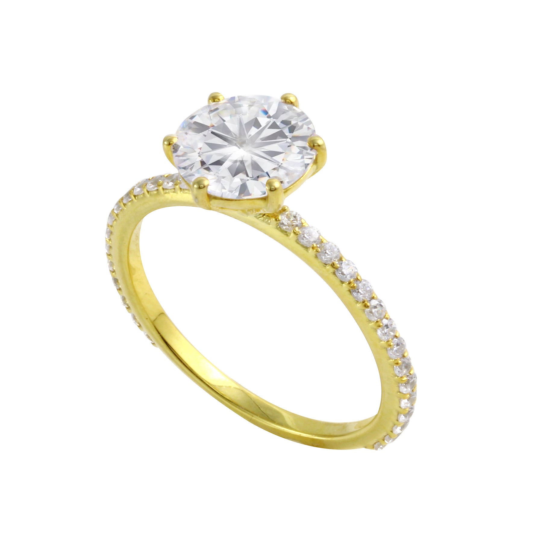 Round Diamond Solitaire Pavé Band Engagement Ring Setting-Engagement Ring-Ashley Schenkein Jewelry Design