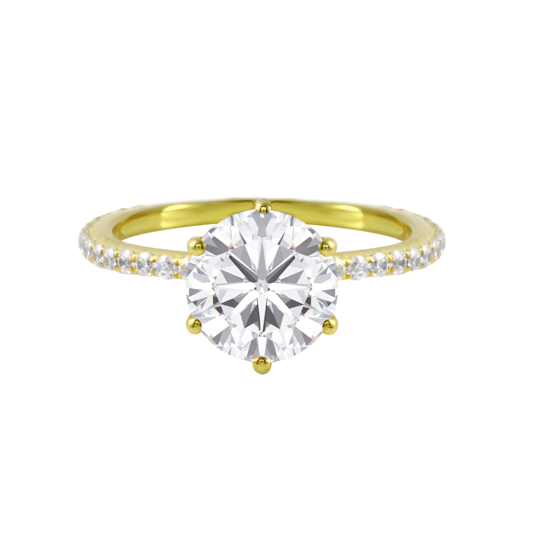 Round Diamond Solitaire Pavé Band Engagement Ring Setting-Engagement Ring-Ashley Schenkein Jewelry Design