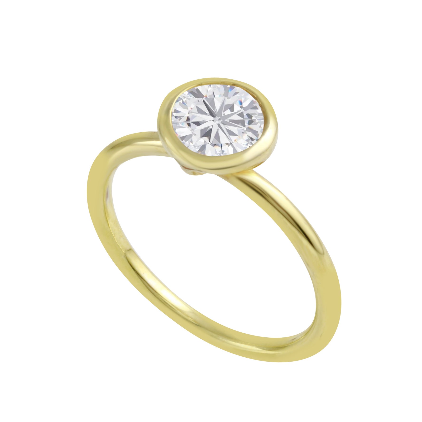 Round Brilliant-Cut Diamond Bezel Engagement Ring Setting-Engagement Ring-Ashley Schenkein Jewelry Design