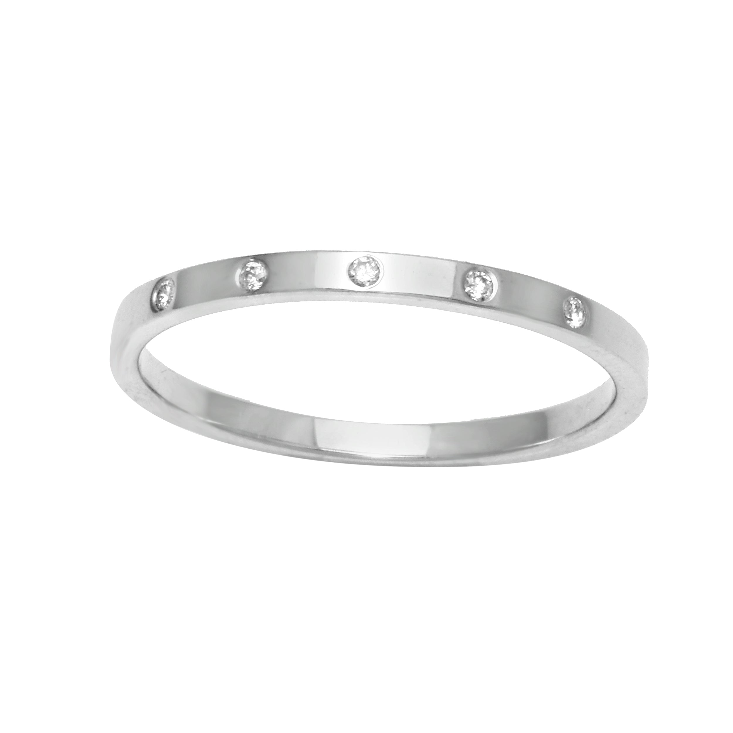 Minimalist Gypsy Set Diamond Wedding Band-Wedding Band-Ashley Schenkein Jewelry Design