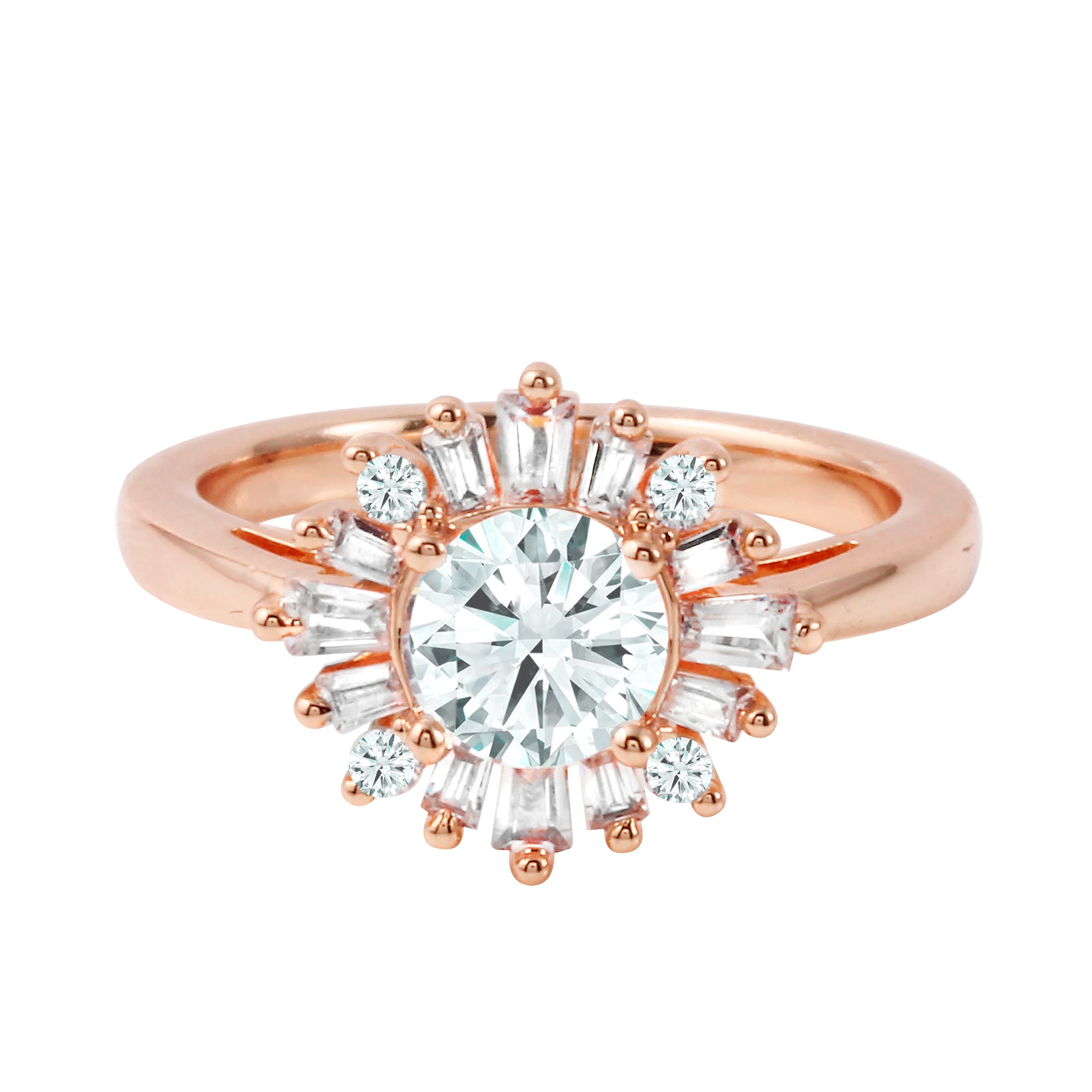Round Diamond Starburst Engagement Ring Setting-Engagement Ring-Ashley Schenkein Jewelry Design