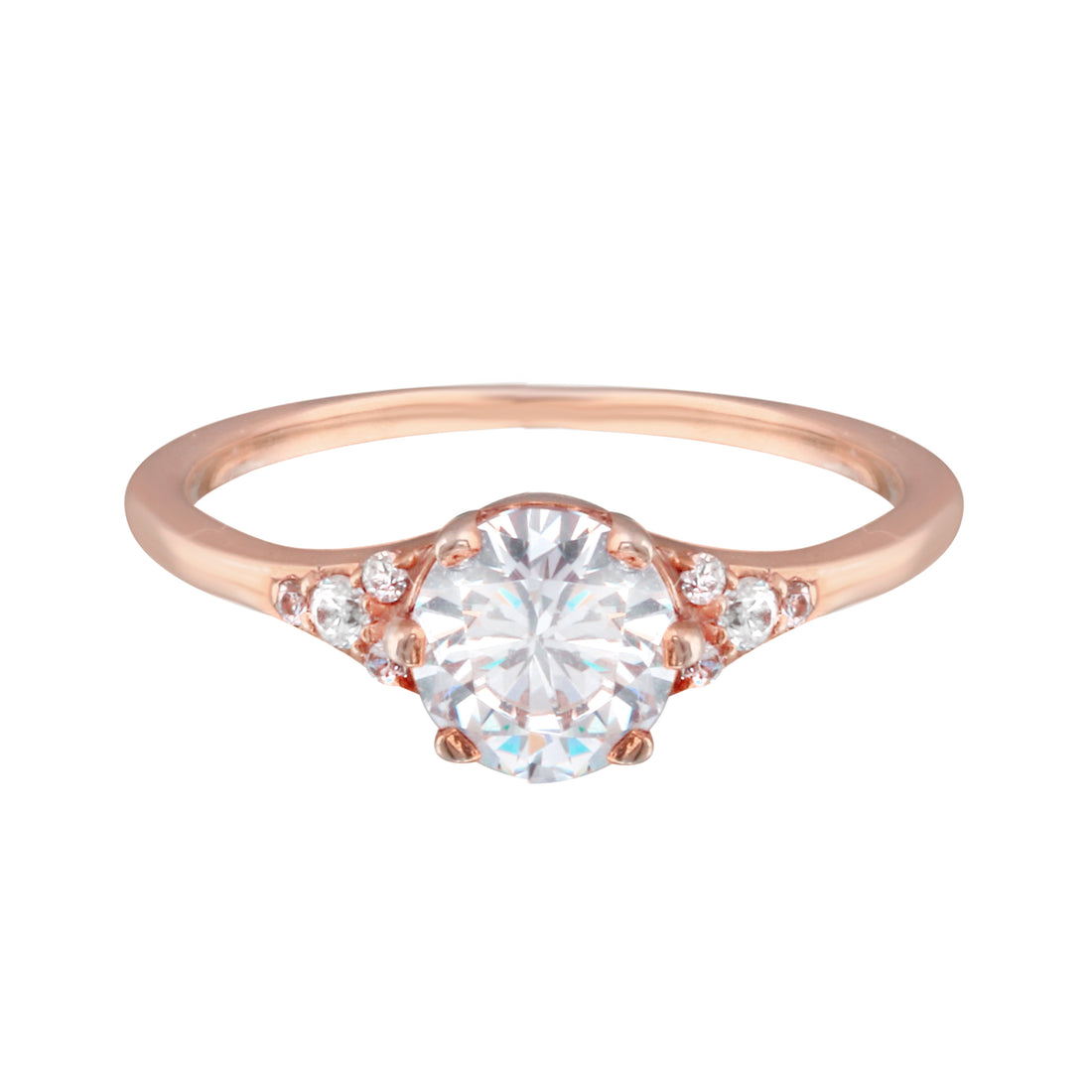 Round Diamond and Tiny Pavé Side Stones Engagement Ring Setting-Engagement Ring-Ashley Schenkein Jewelry Design
