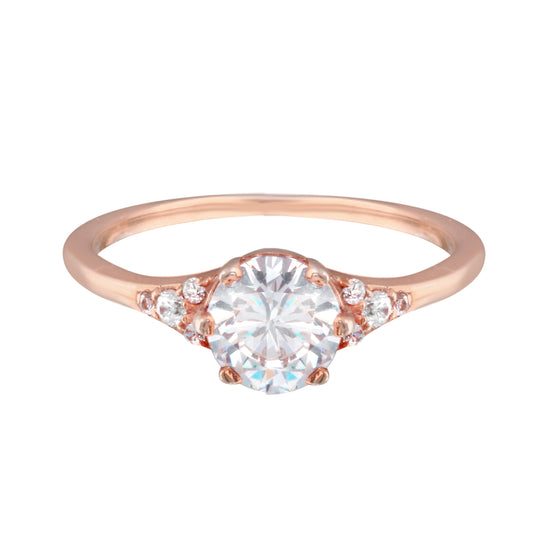 Round Diamond and Tiny Pavé Side Stones Engagement Ring Setting-Engagement Ring-Ashley Schenkein Jewelry Design