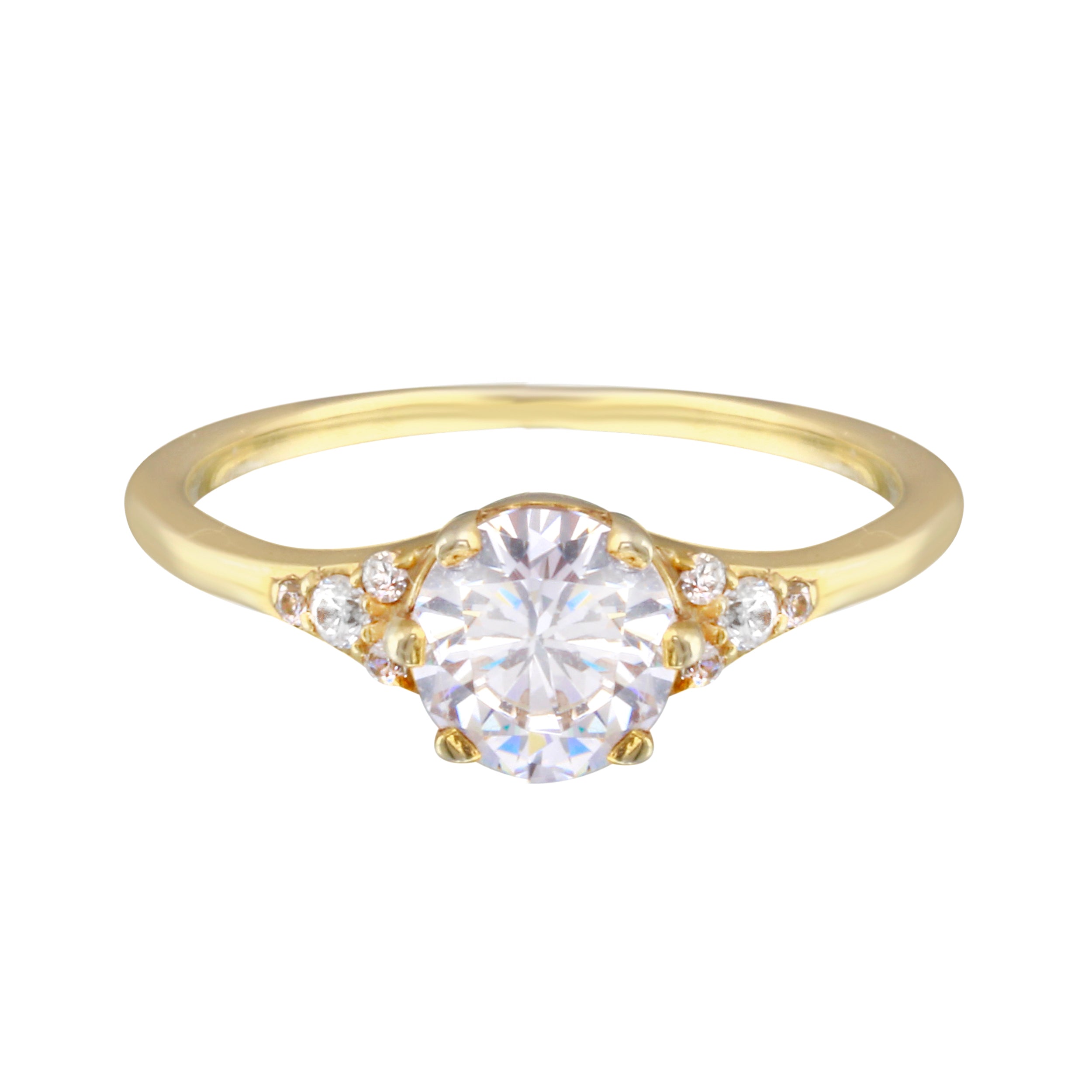 Round Diamond and Tiny Pavé Side Stones Engagement Ring Setting-Engagement Ring-Ashley Schenkein Jewelry Design