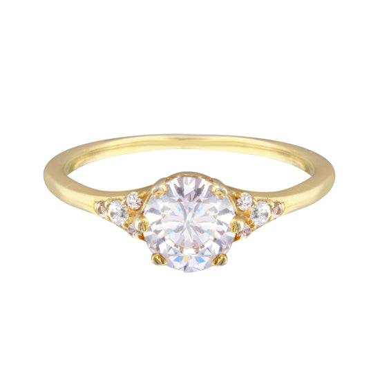 Round Diamond and Tiny Pavé Side Stones Engagement Ring Setting-Engagement Ring-Ashley Schenkein Jewelry Design