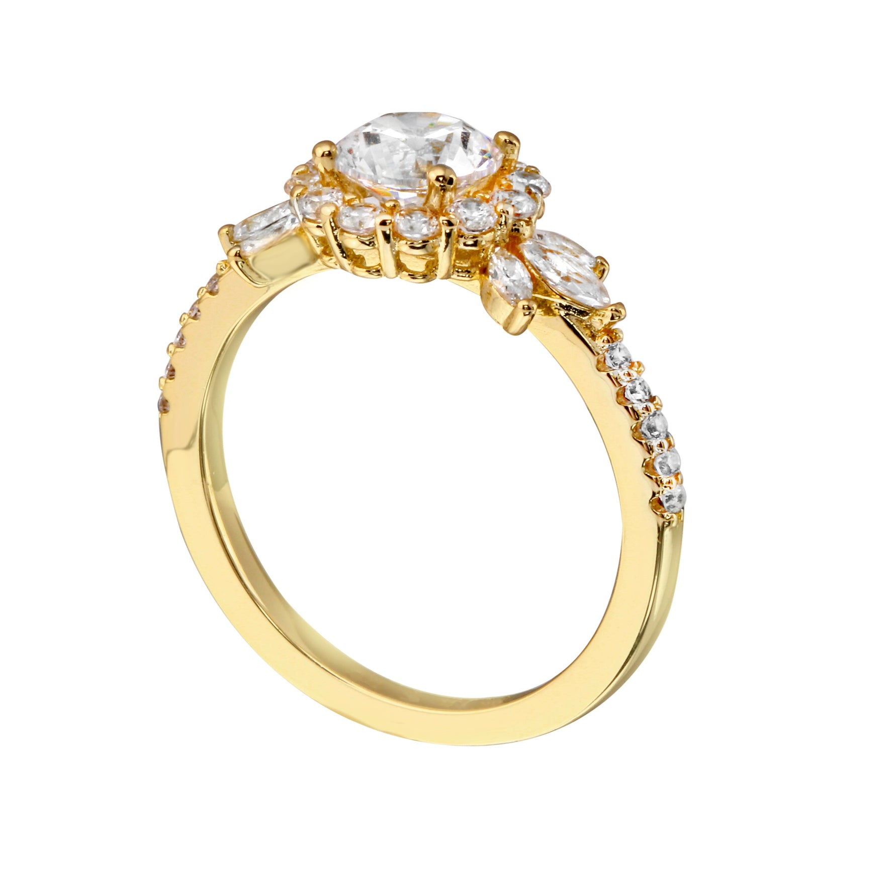 Round Diamond and Floral Halo Engagement Ring Setting-Engagement Ring-Ashley Schenkein Jewelry Design