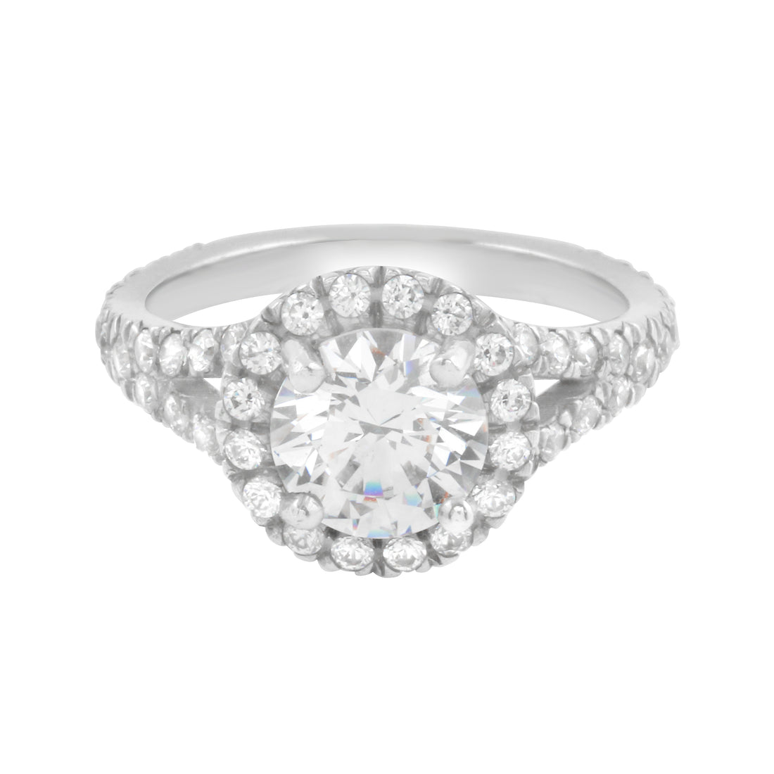 Round Diamond Halo Split Shank Engagement Ring Setting-Engagement Ring-Ashley Schenkein Jewelry Design