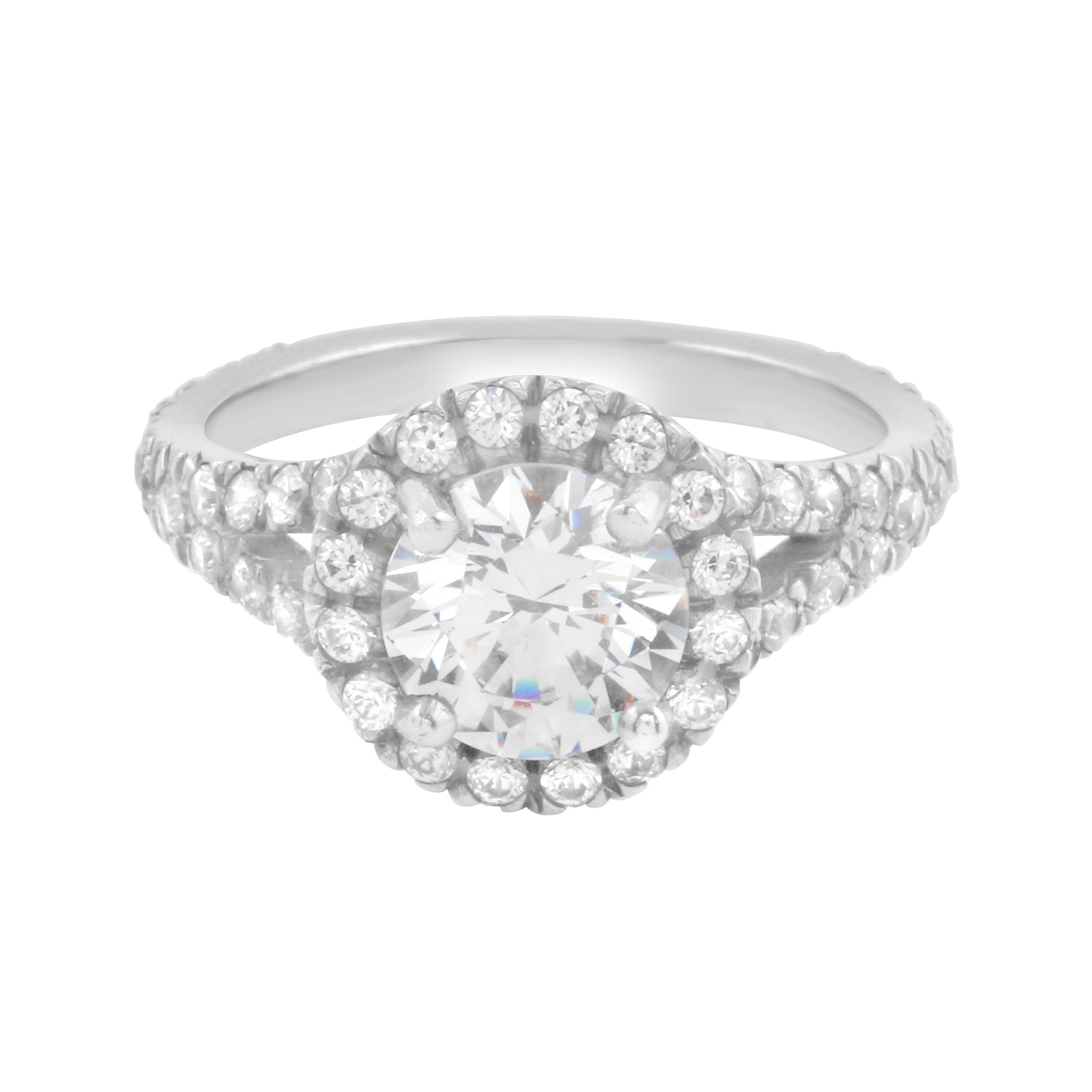 Round Diamond Halo Split Shank Engagement Ring Setting-Engagement Ring-Ashley Schenkein Jewelry Design