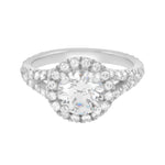 Round Diamond Halo Split Shank Engagement Ring-Engagement Ring-Ashley Schenkein Jewelry Design
