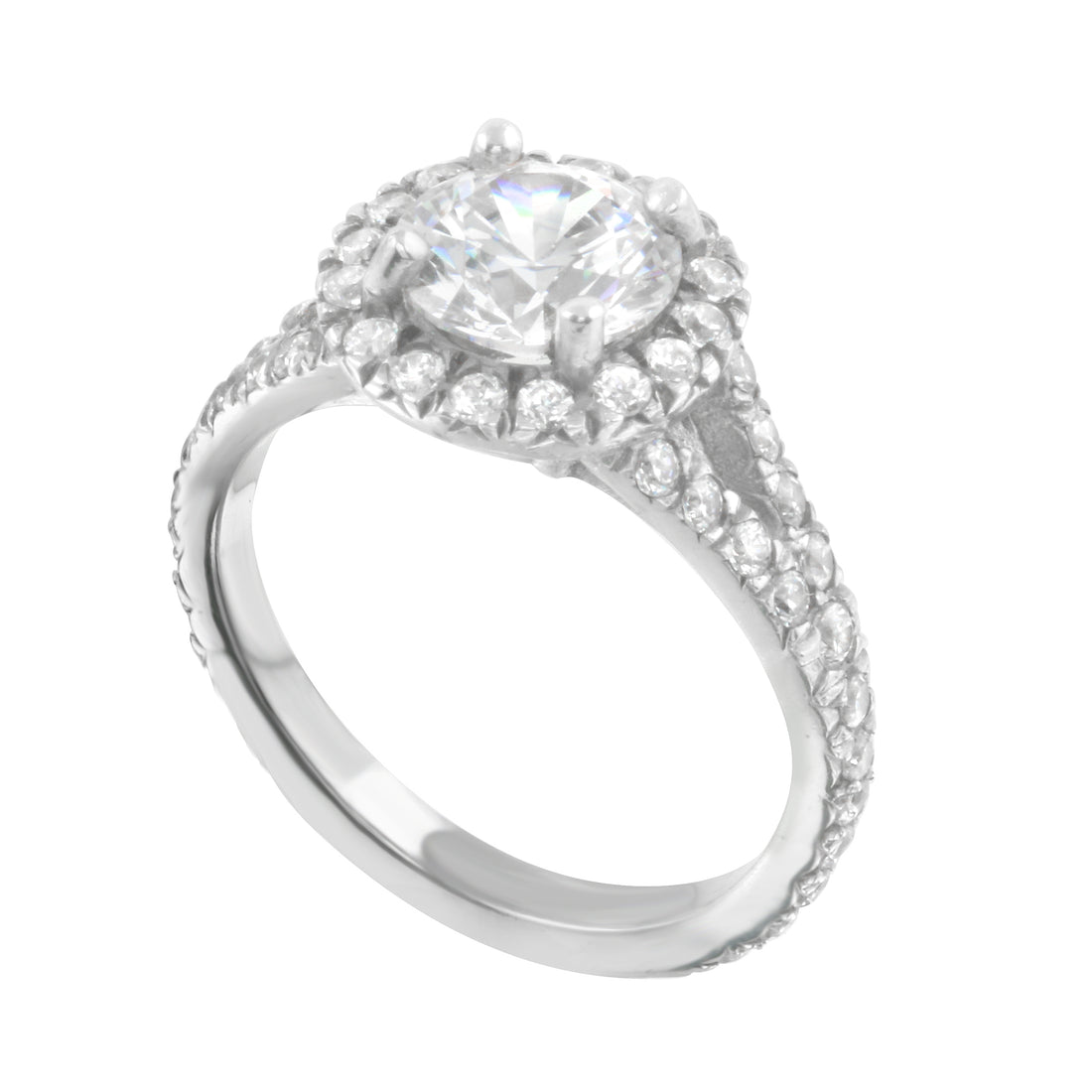 Round Diamond Halo Split Shank Engagement Ring Setting-Engagement Ring-Ashley Schenkein Jewelry Design