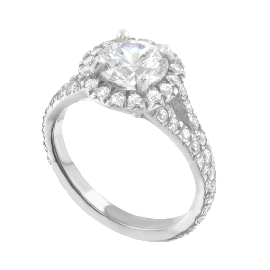 Round Diamond Halo Split Shank Engagement Ring Setting-Engagement Ring-Ashley Schenkein Jewelry Design
