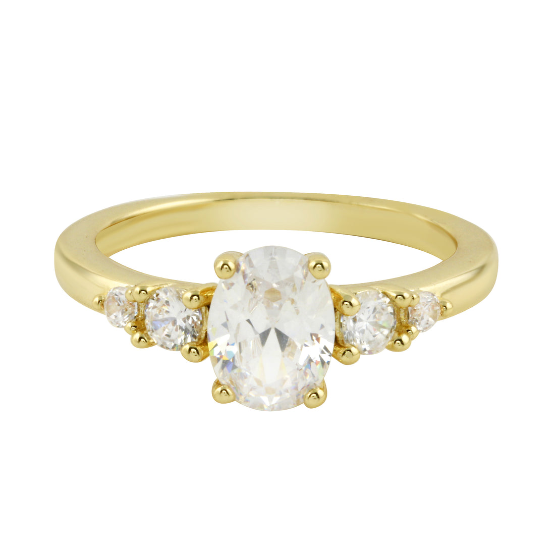 Oval and Round Diamond Five Stone Graduated Engagement Ring Setting-Engagement Ring-Ashley Schenkein Jewelry Design