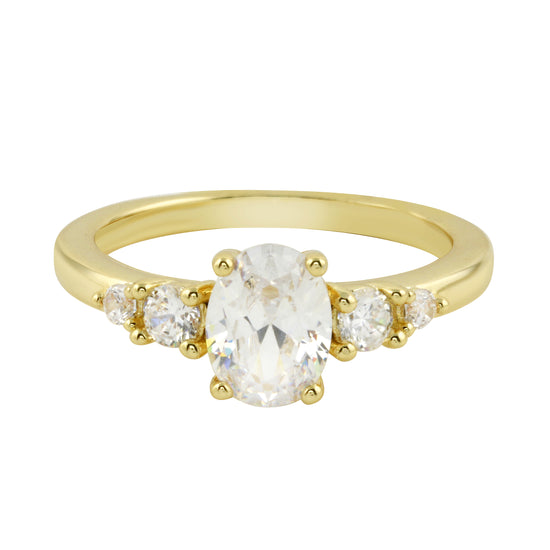 Oval and Round Diamond Five Stone Graduated Engagement Ring Setting-Engagement Ring-Ashley Schenkein Jewelry Design