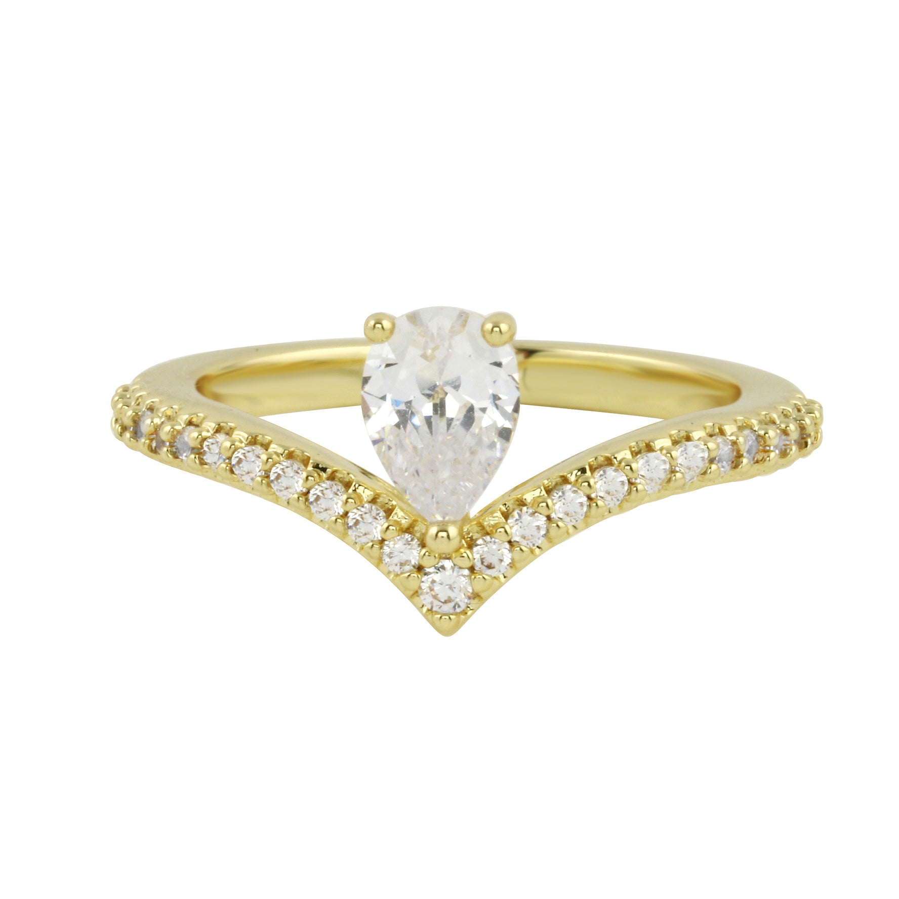 Asymmetrical Pear and Diamond Pavé V Engagement Ring Setting-Engagement Ring-Ashley Schenkein Jewelry Design