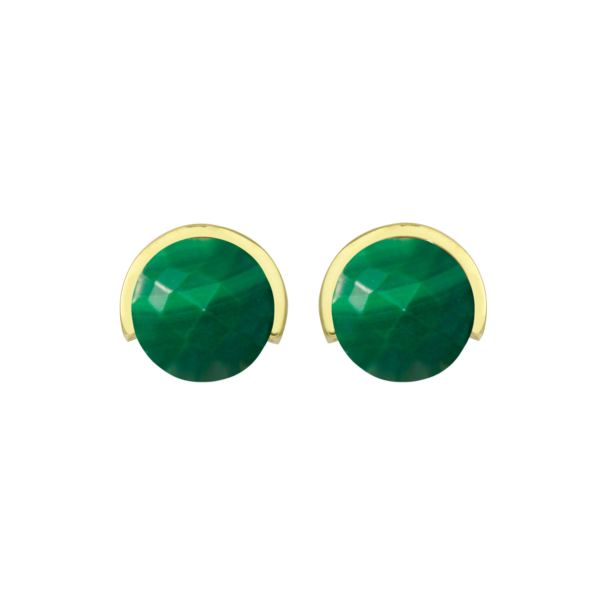 Half Bezel Gemstone Stud Earrings-Earrings-Ashley Schenkein Jewelry Design