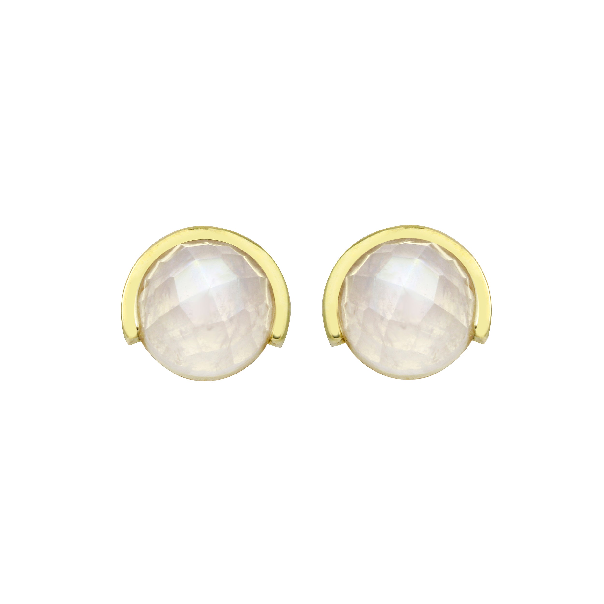 Half Bezel Gemstone Stud Earrings-Earrings-Ashley Schenkein Jewelry Design